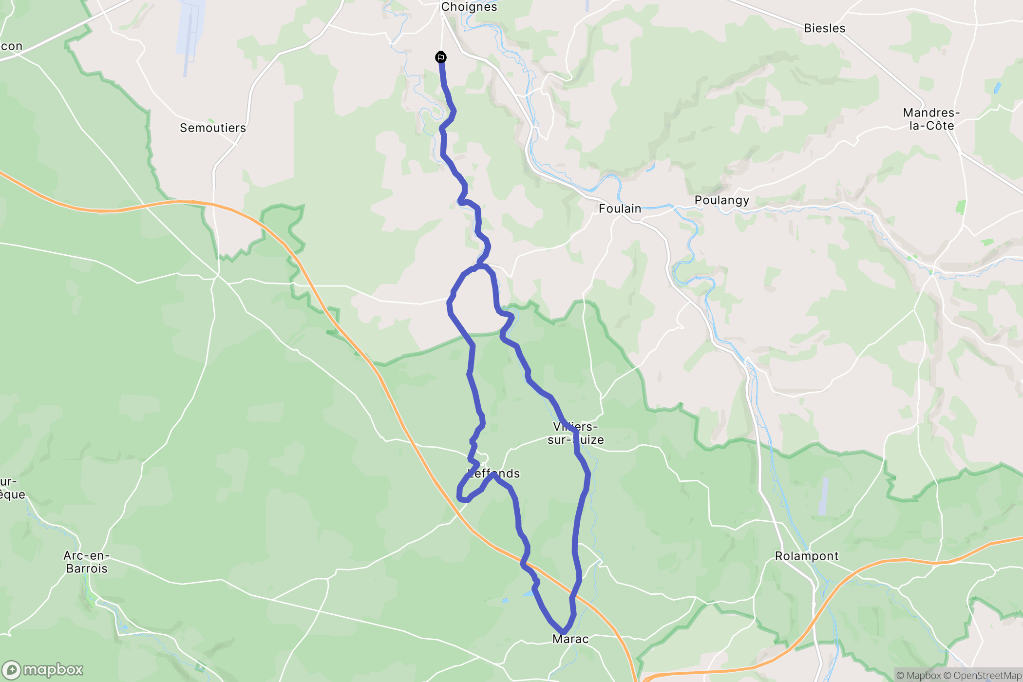 Chaumont : carte du parcours de randonnée - France