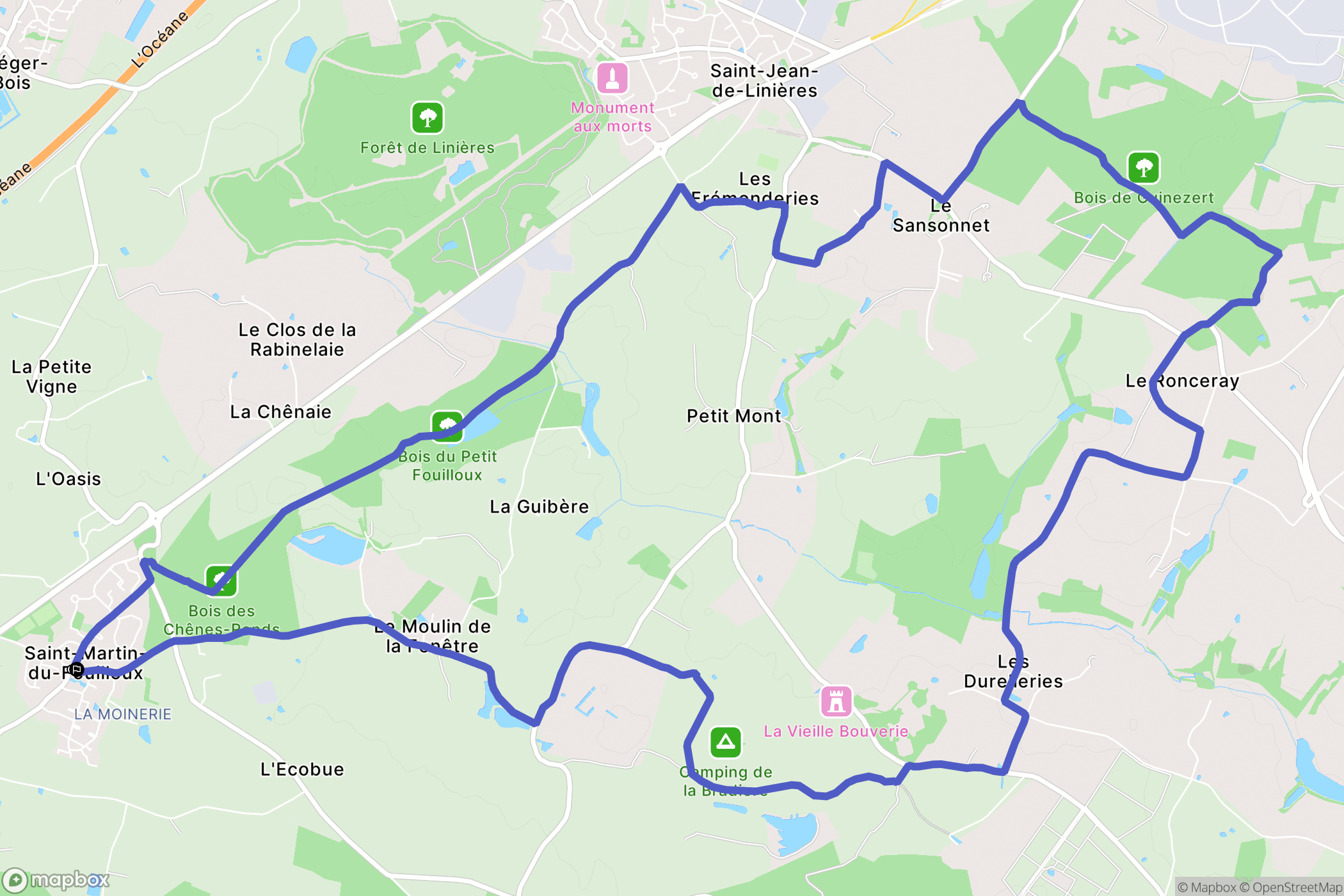 Saint-Martin-du-Fouilloux : carte du parcours de randonnée - France