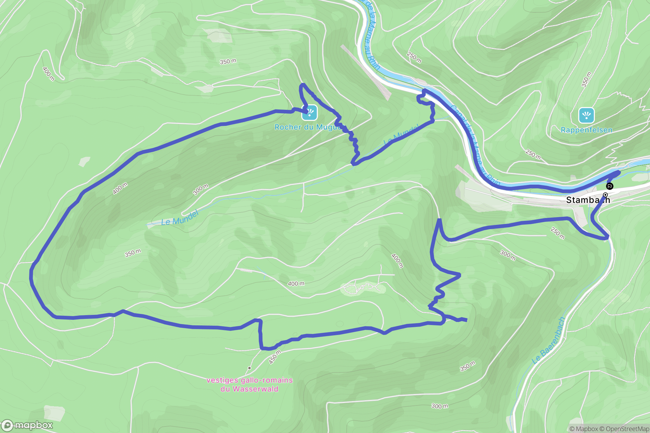 Haegen : carte du parcours de randonnée - France
