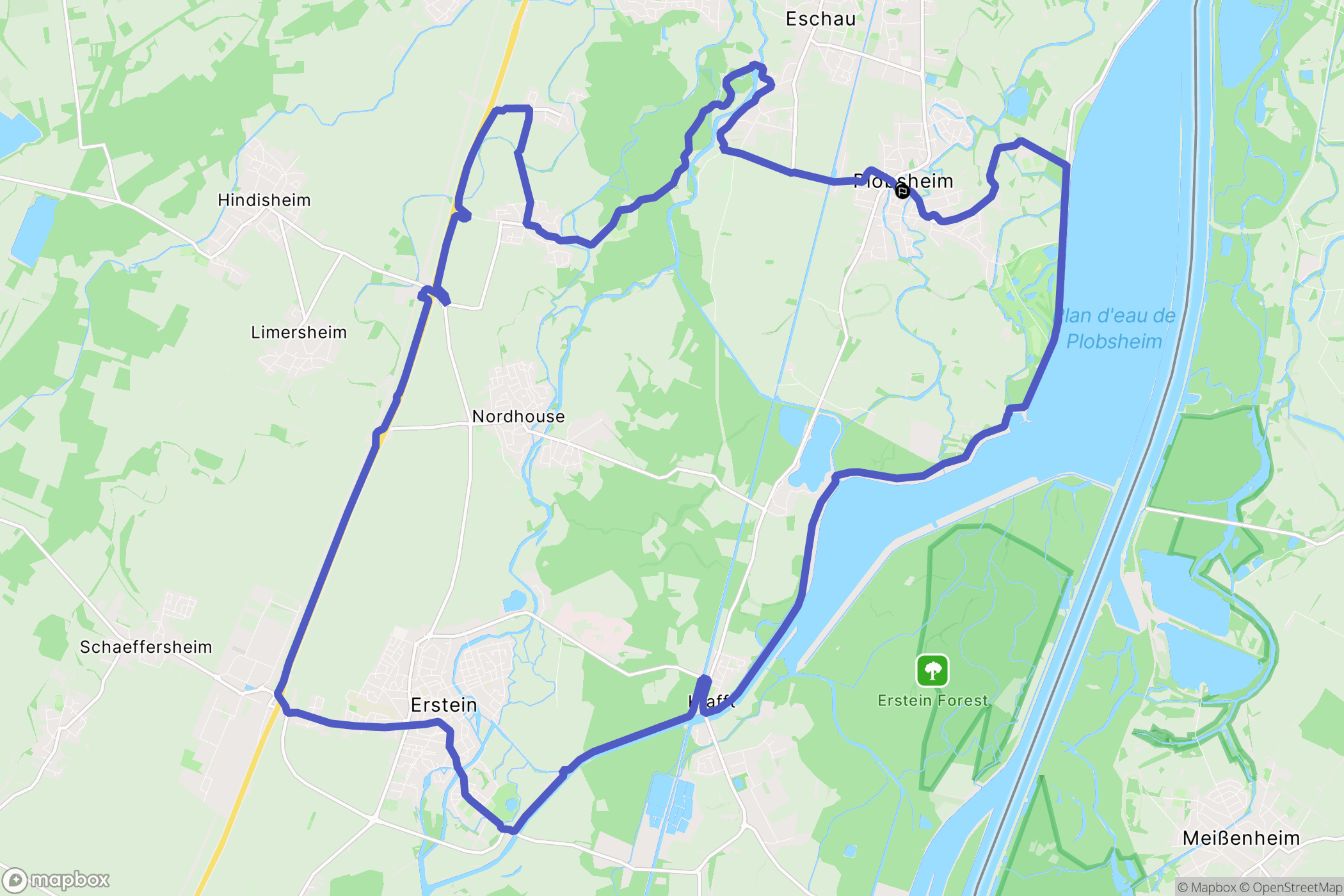 Plobsheim : carte du parcours de randonnée - France