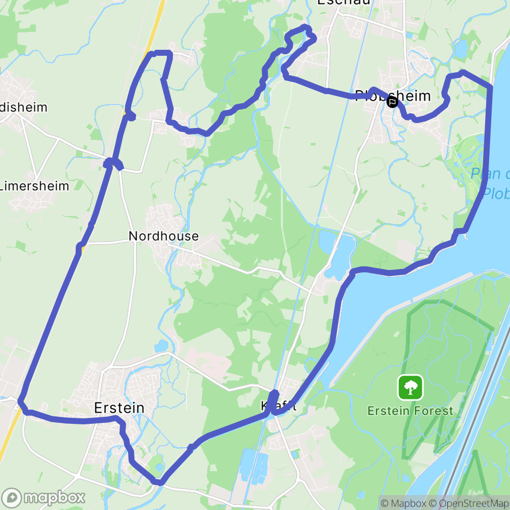 Plobsheim : carte du parcours de randonnée - France