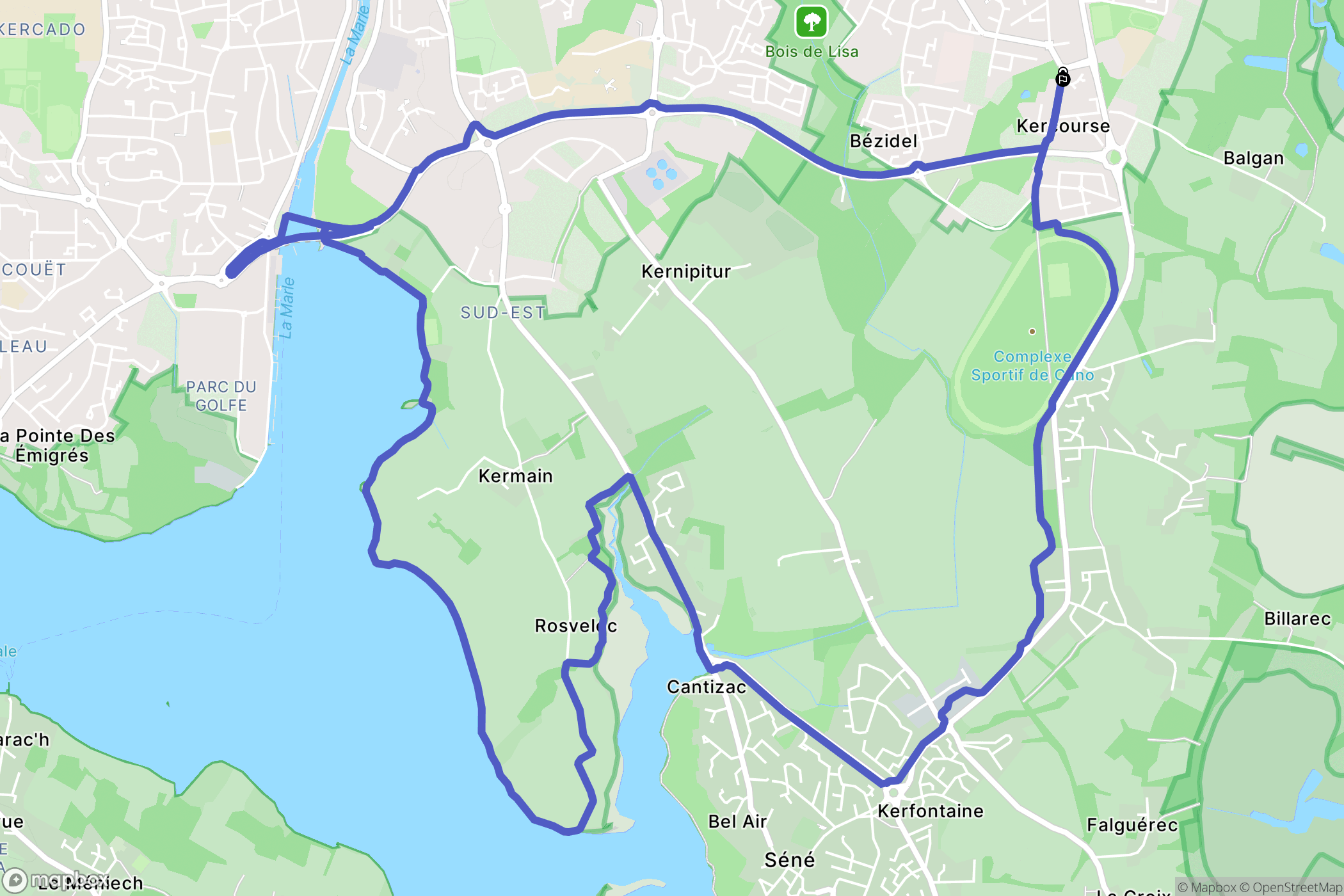 Séné : carte du parcours de randonnée - France