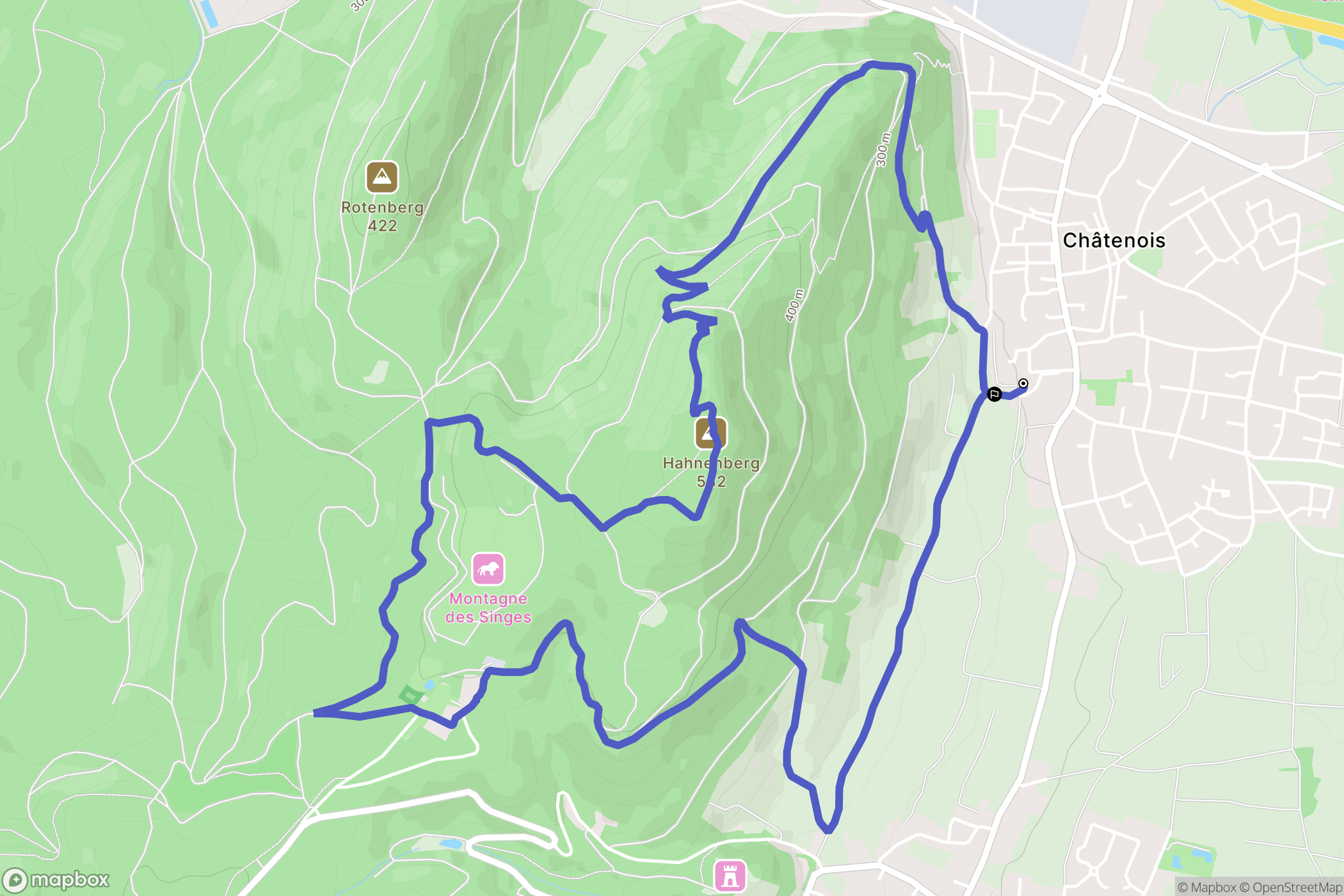 Châtenois : carte du parcours de randonnée - France