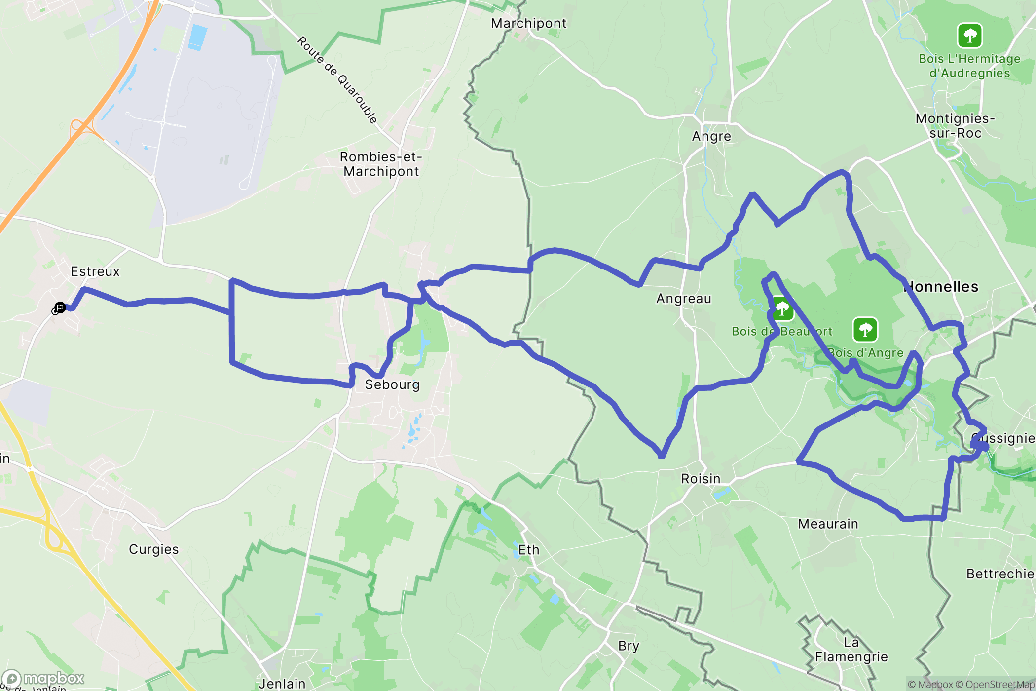 Estreux : carte du parcours de randonnée - France