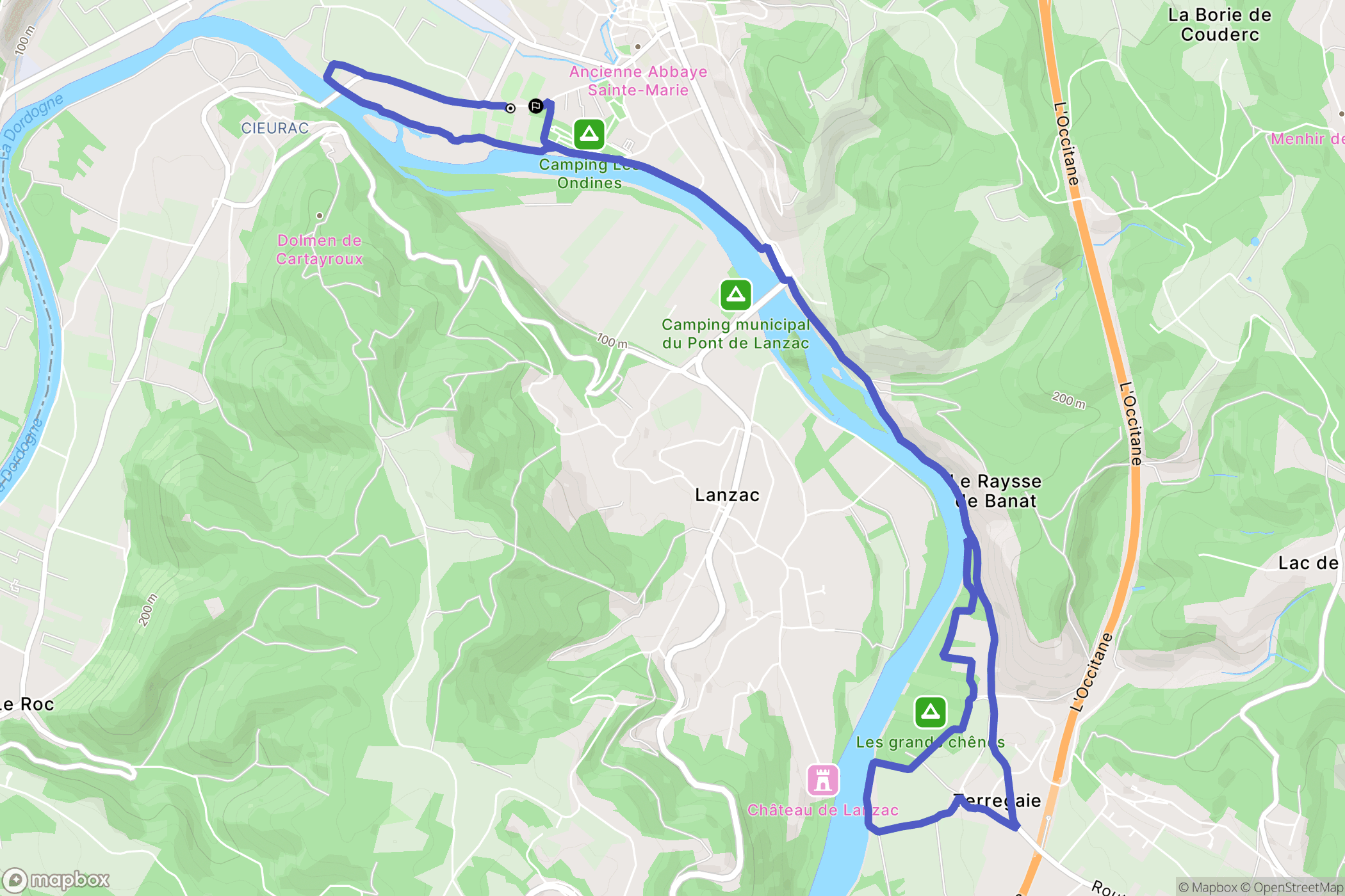 Souillac : carte du parcours de randonnée - France