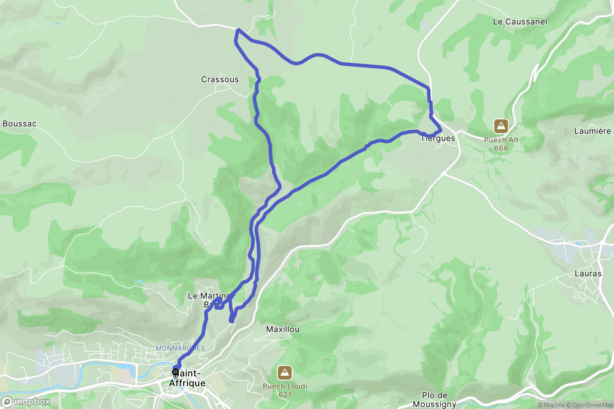 Saint-Affrique : carte du parcours de randonnée - France