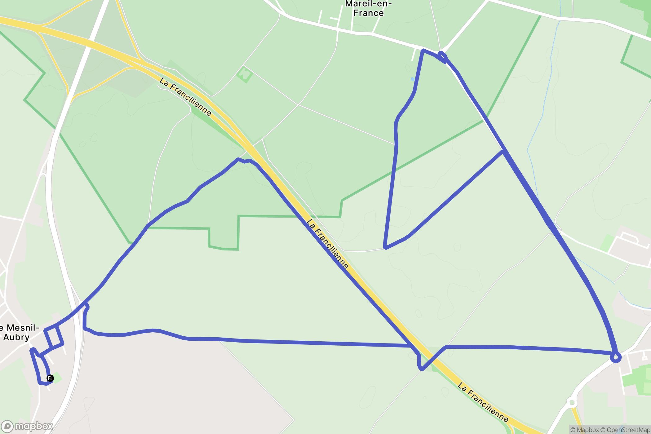 Le Mesnil-Aubry : carte du parcours de randonnée - France