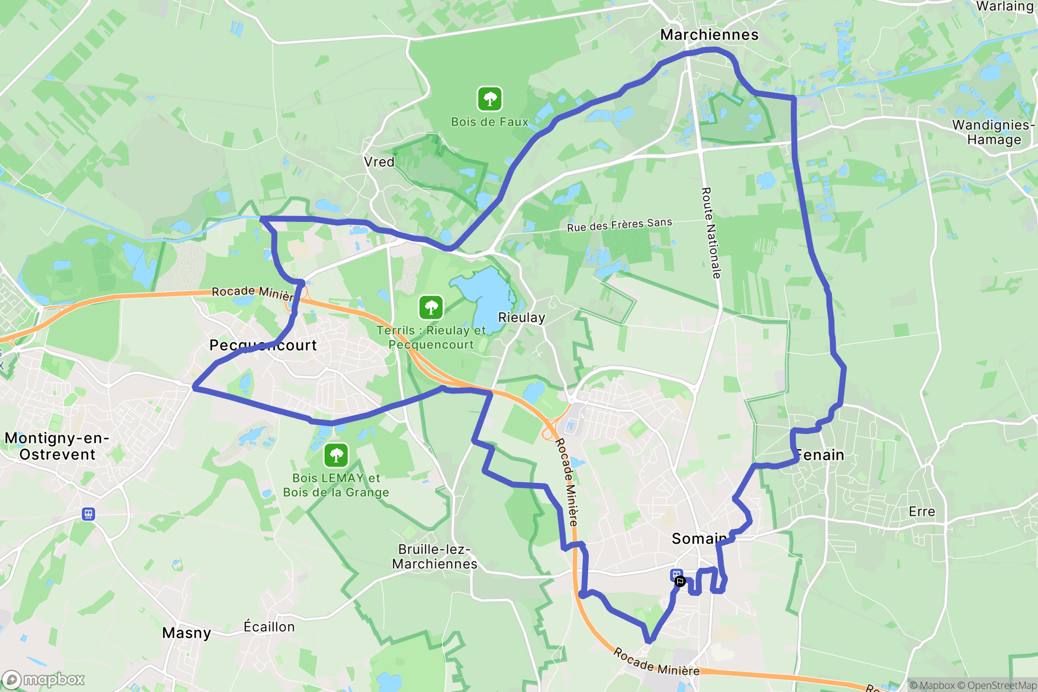 Somain : carte du parcours de randonnée - France