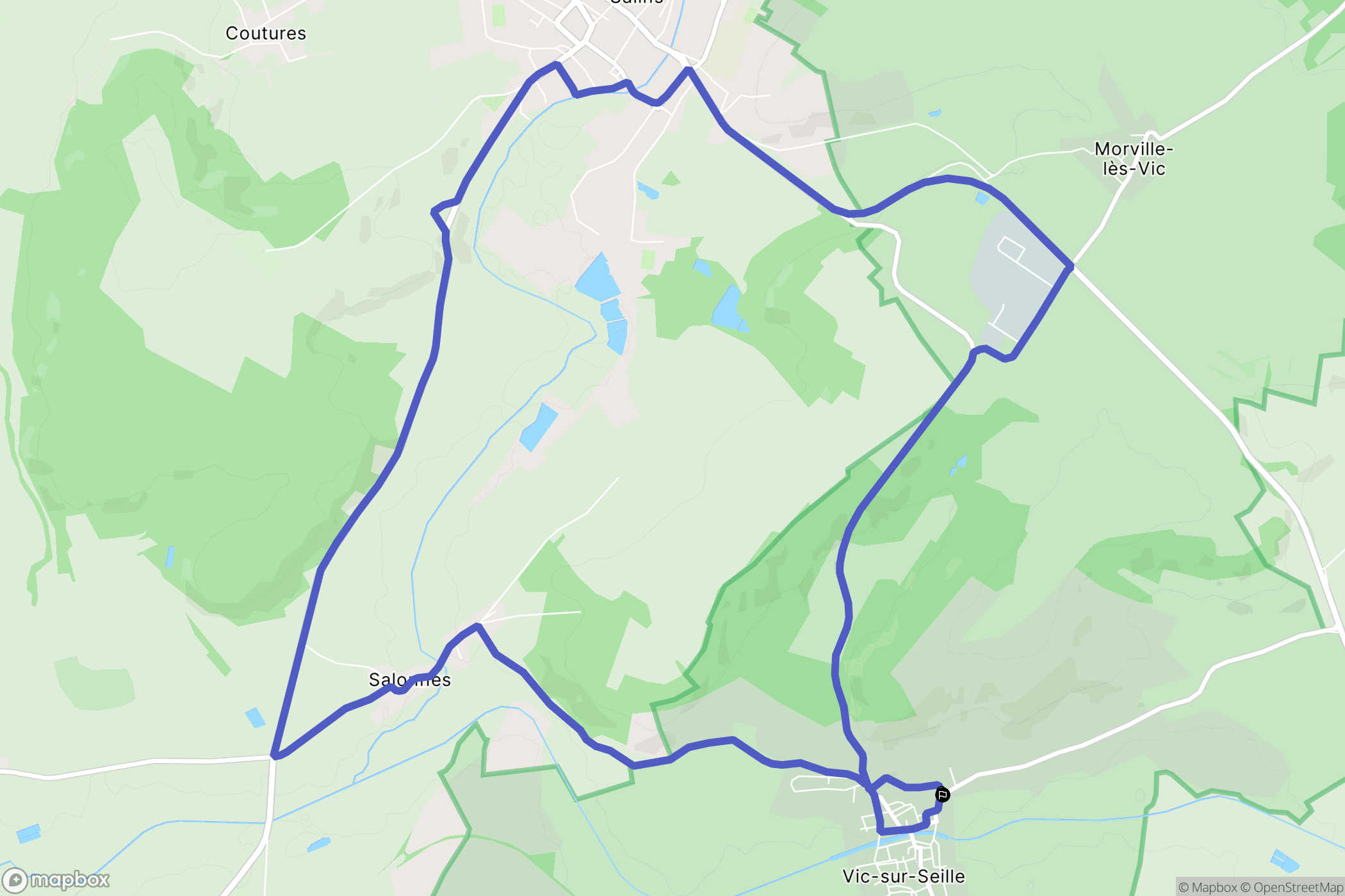Vic-sur-Seille : carte du parcours de randonnée - France