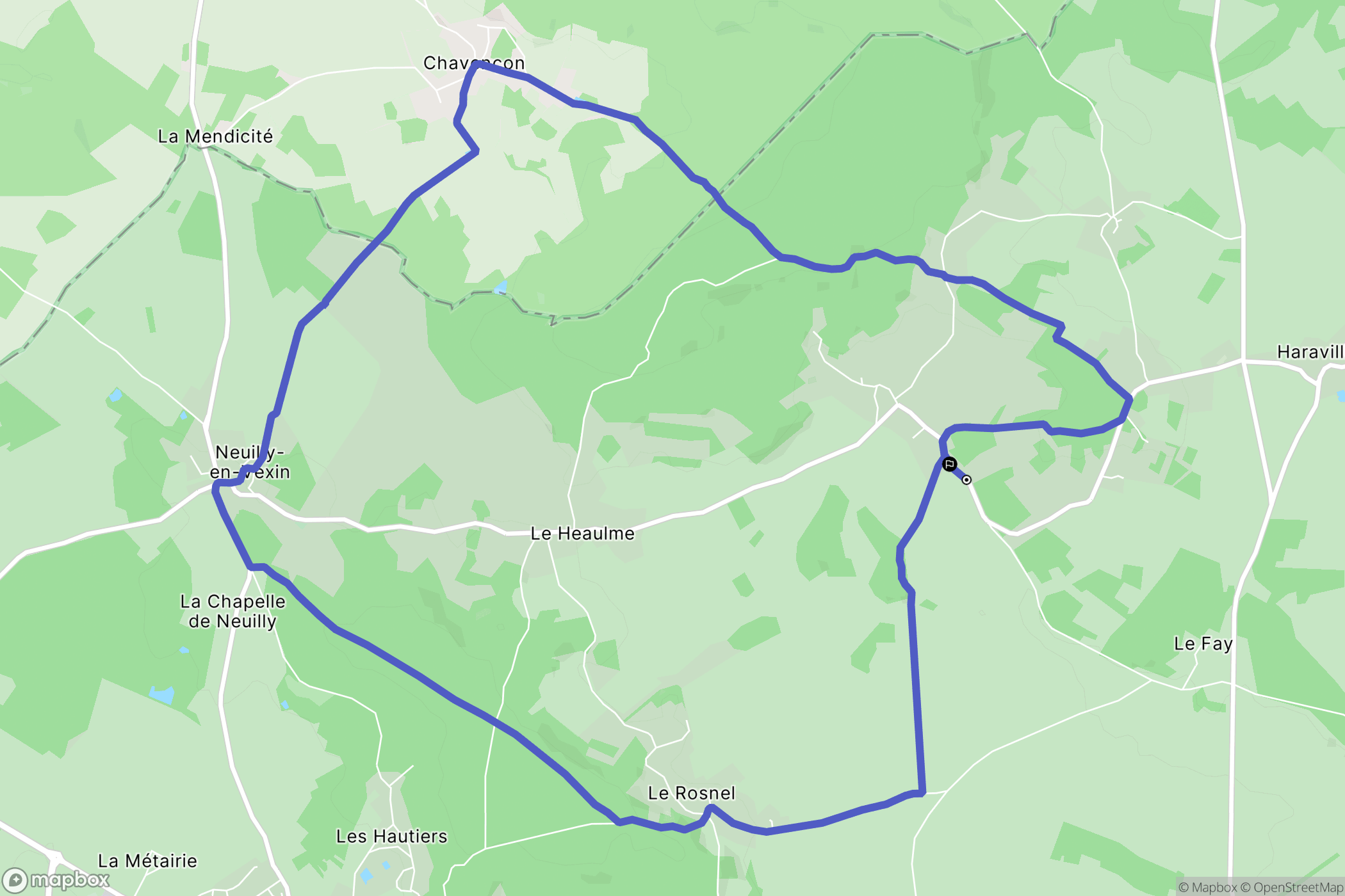 Haravilliers : carte du parcours de randonnée - France