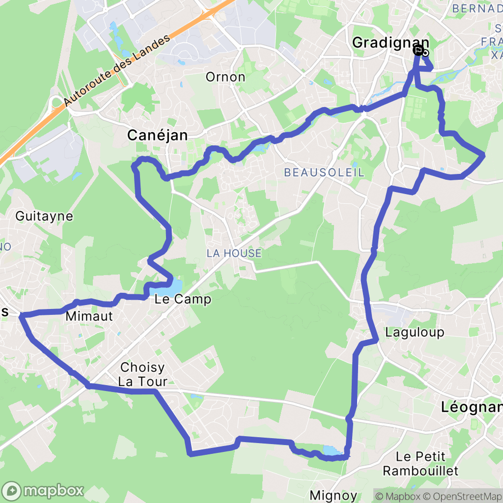 Gradignan : carte du parcours de randonnée - France
