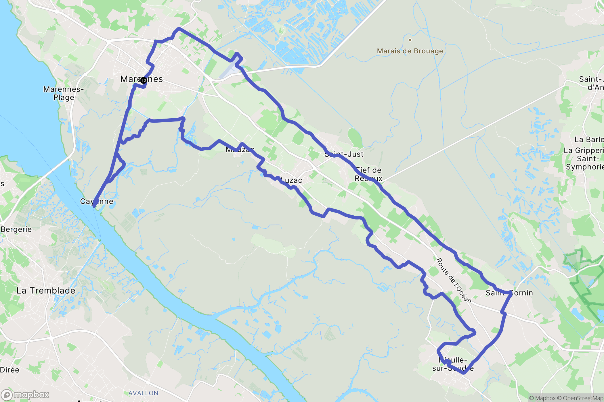 Marennes-Hiers-Brouage : carte du parcours de randonnée - France