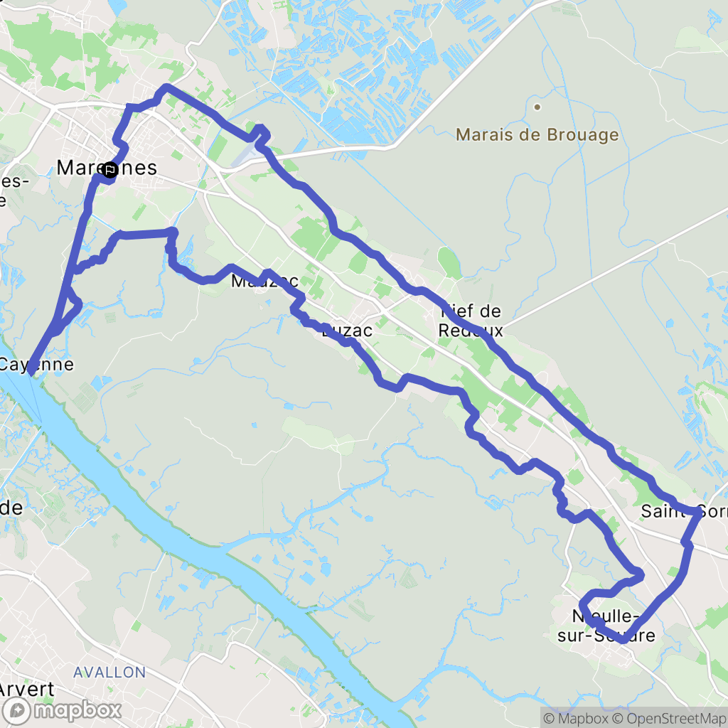 Marennes-Hiers-Brouage : carte du parcours de randonnée - France