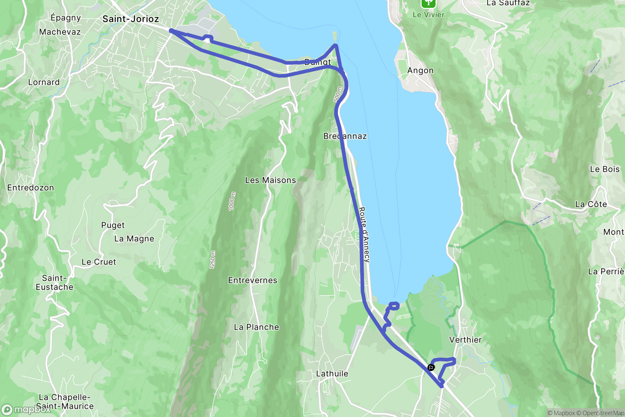 Doussard : carte du parcours de randonnée - France