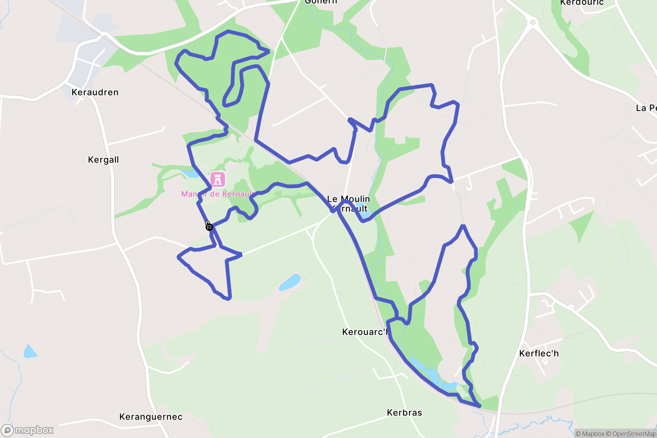 Mellac : carte du parcours de randonnée - France