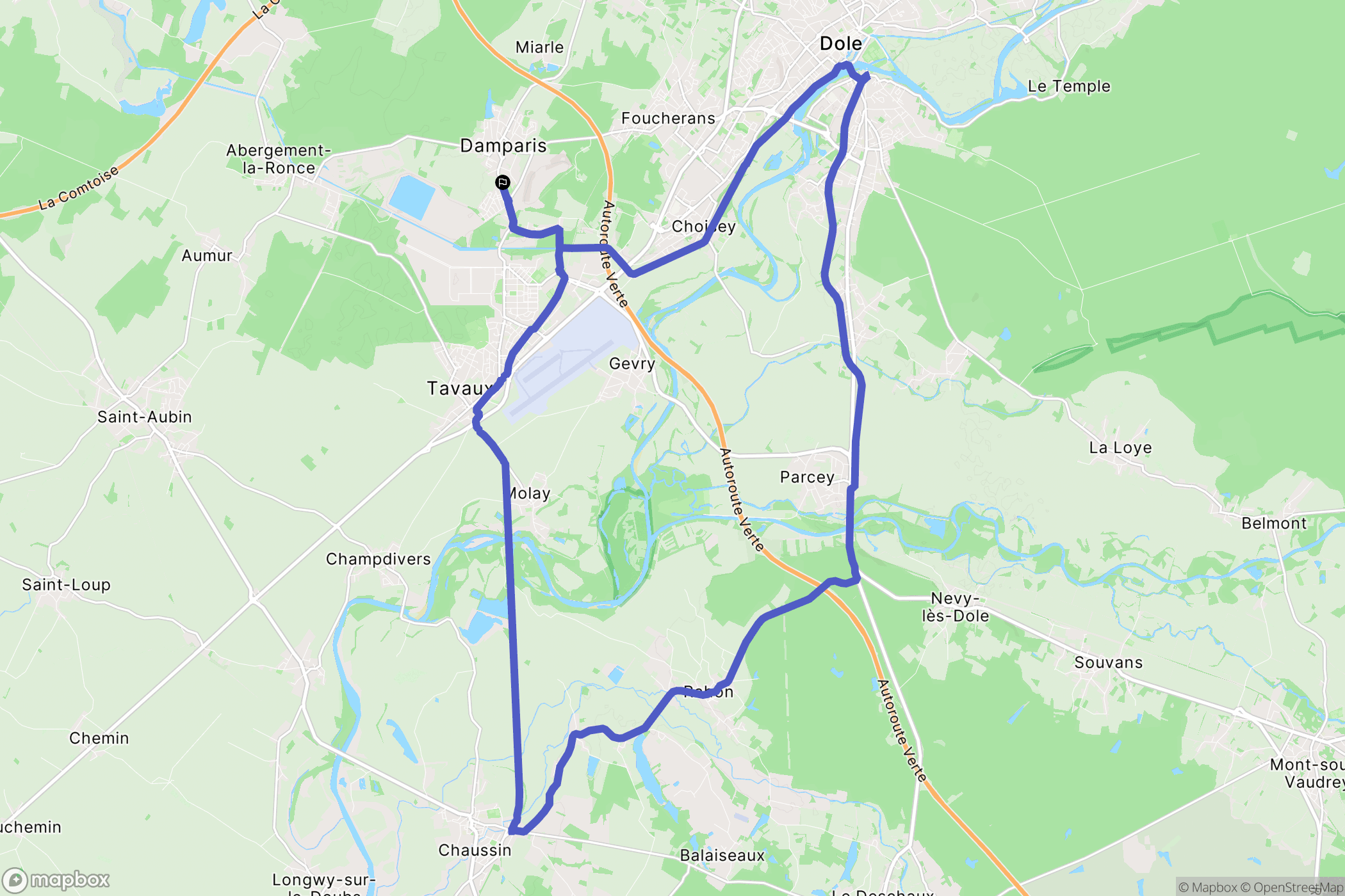 Damparis : carte du parcours de randonnée - France