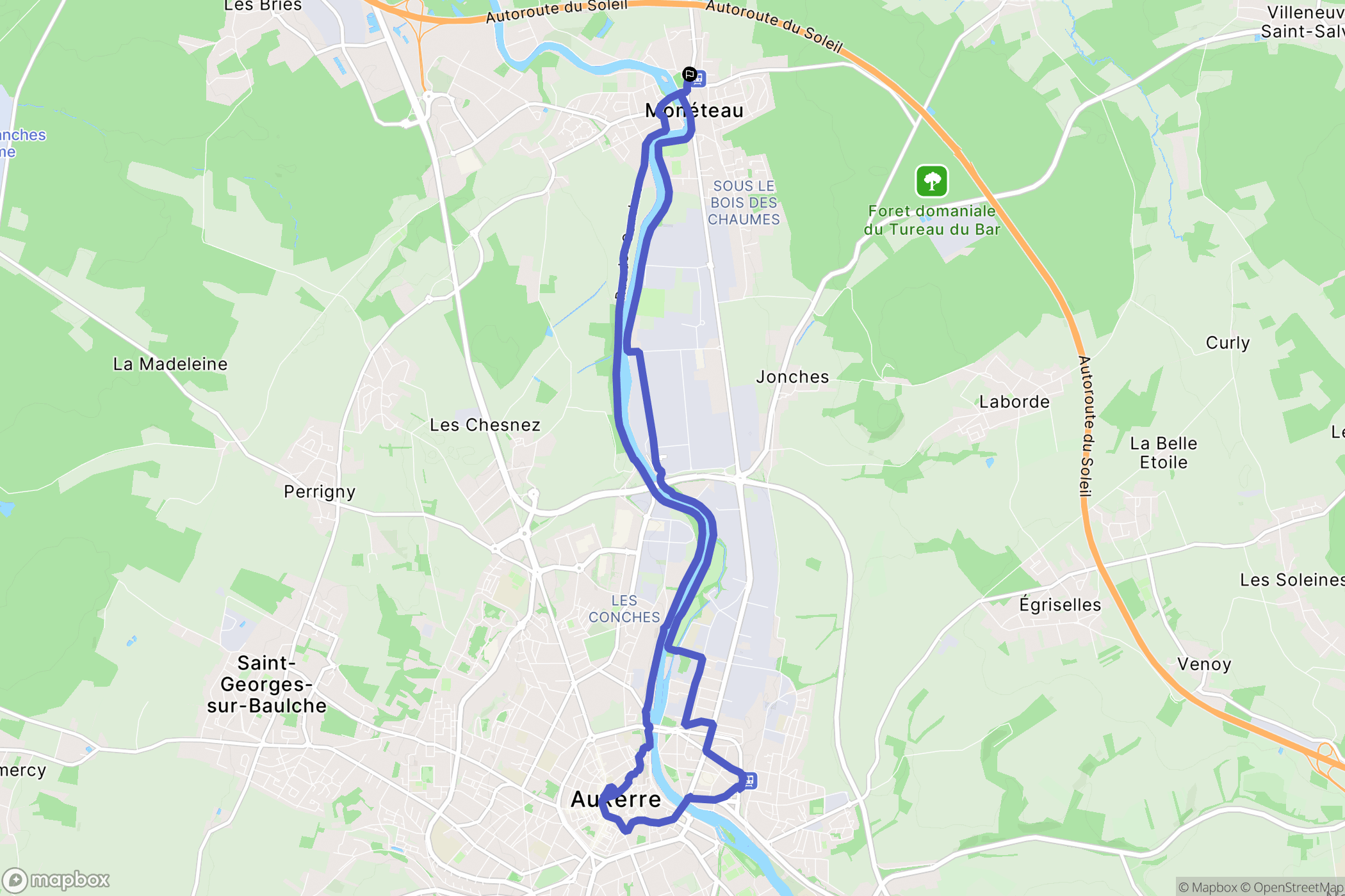 Monéteau : carte du parcours de randonnée - France