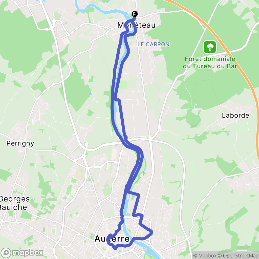 Monéteau : carte du parcours de randonnée - France