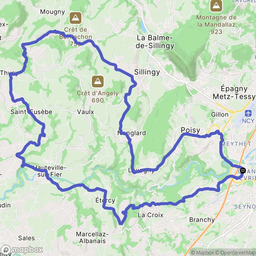 Annecy : carte du parcours de randonnée - France