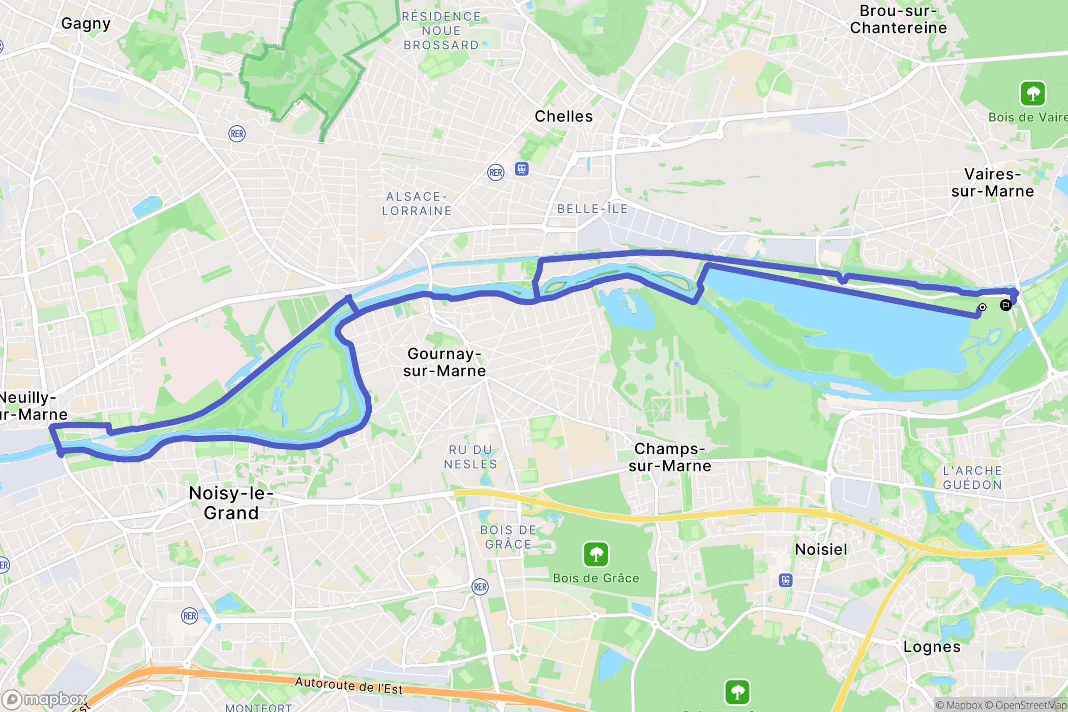 Vaires-sur-Marne : carte du parcours de randonnée - France