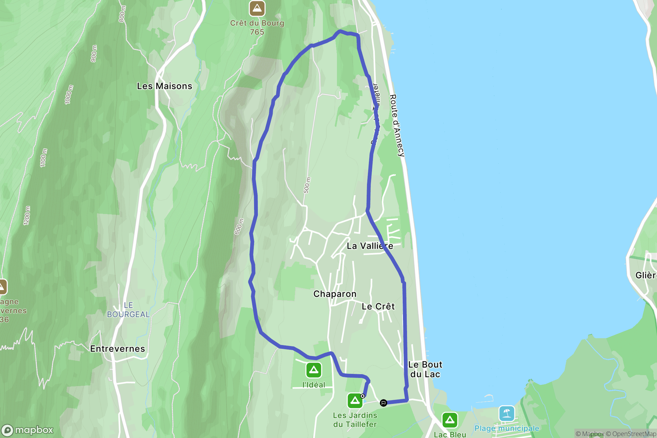 Lathuile : carte du parcours de randonnée - France