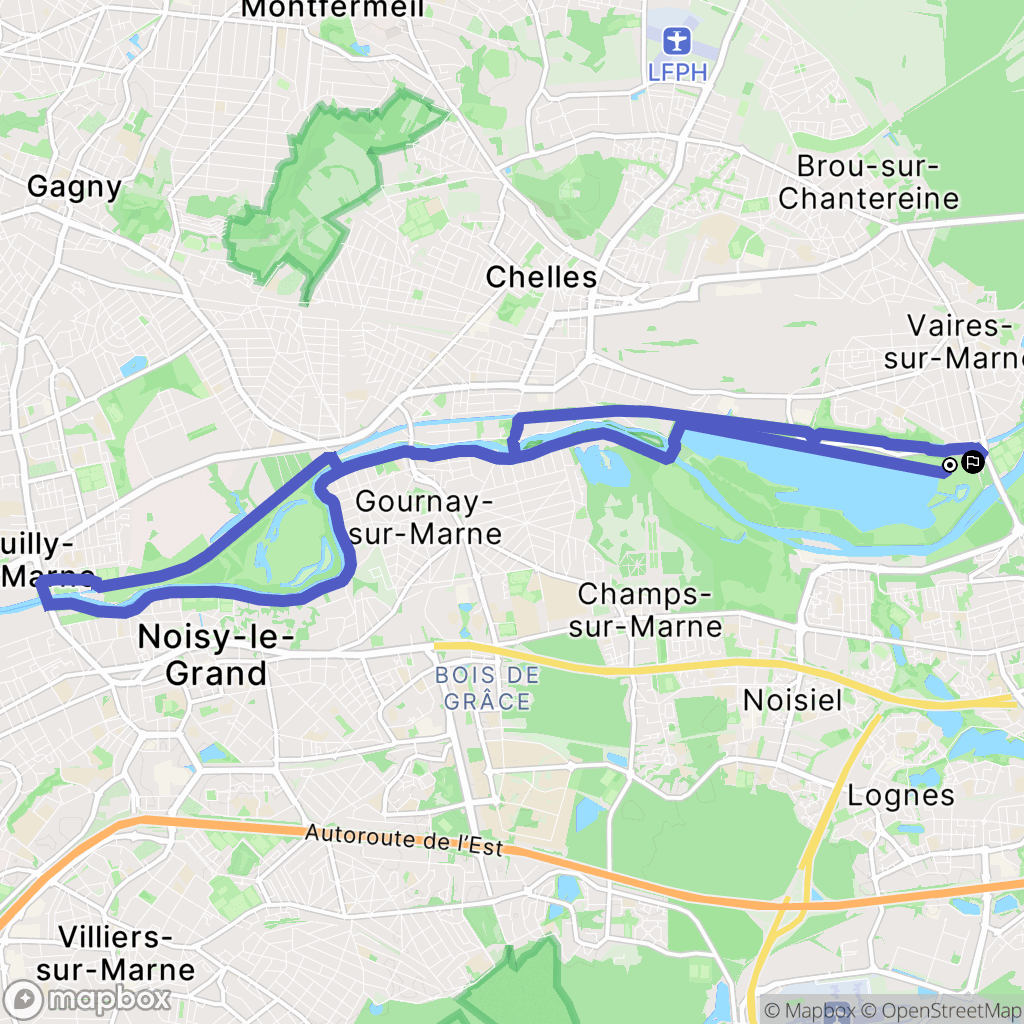 Vaires-sur-Marne : carte du parcours de randonnée - France
