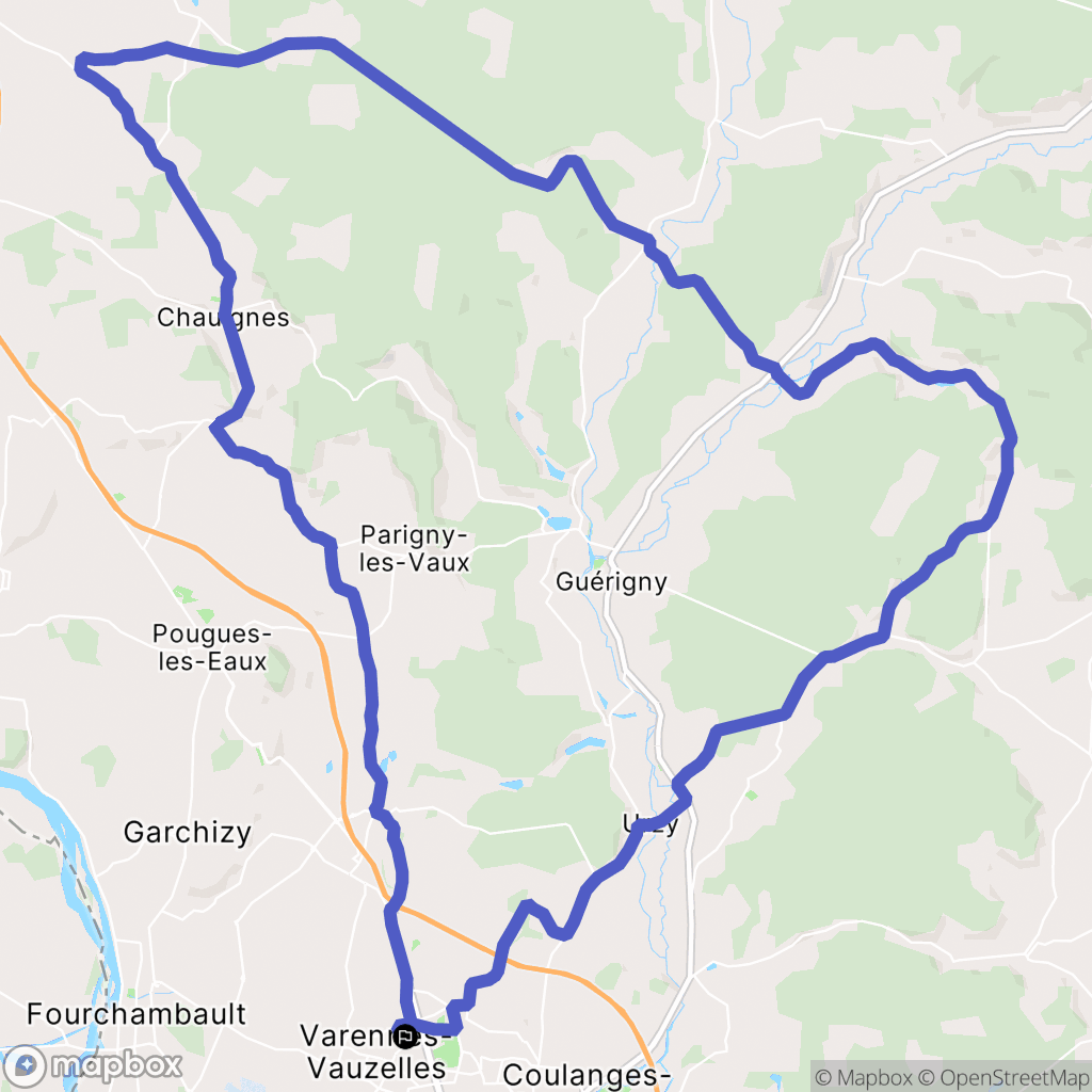 Varennes-Vauzelles : carte du parcours de randonnée - France
