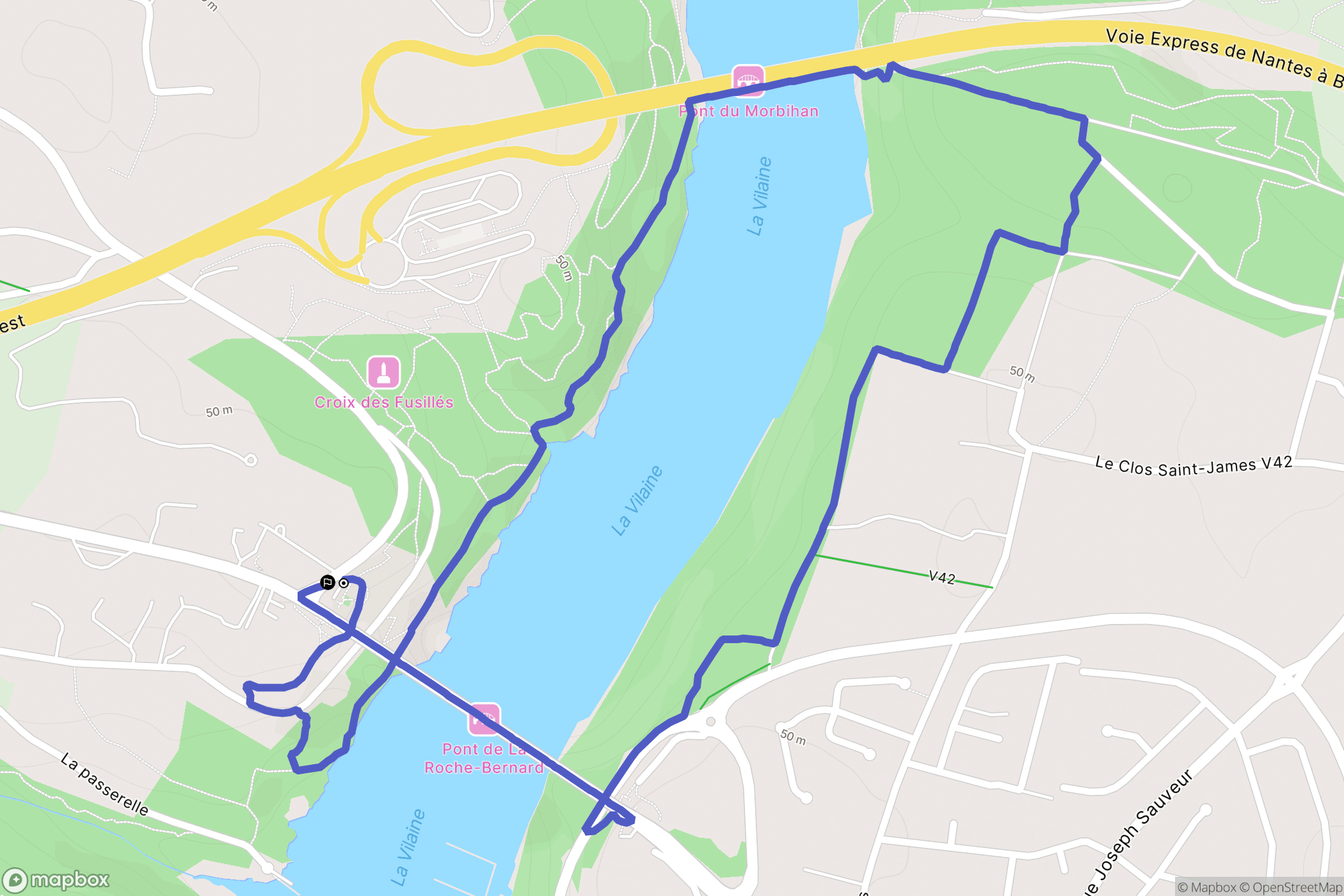 Marzan : carte du parcours de randonnée - France