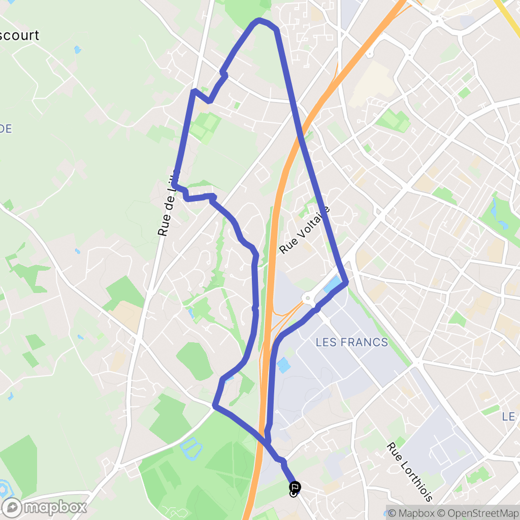 Mouvaux : carte du parcours de randonnée - France