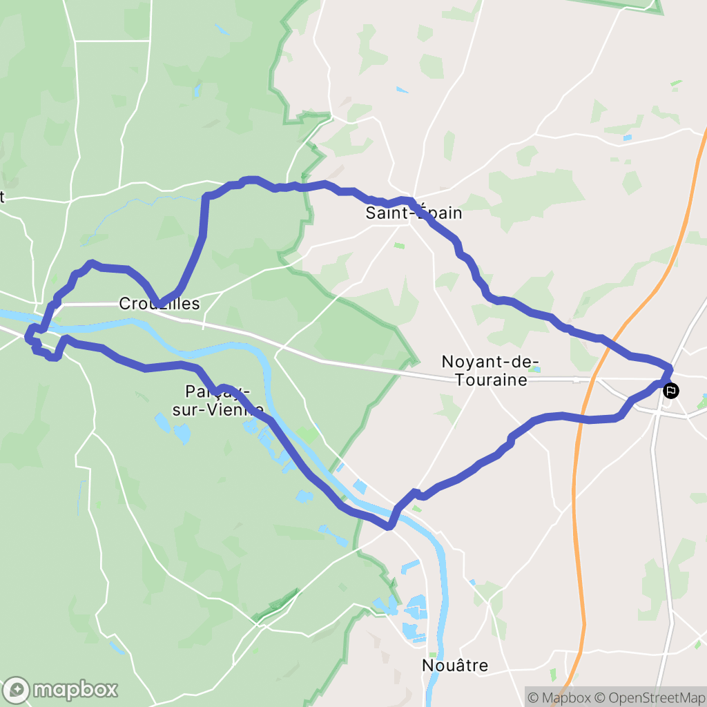 Sainte-Maure-de-Touraine : carte du parcours de randonnée - France