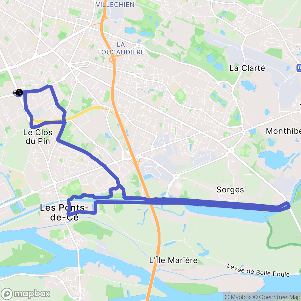 Angers : carte du parcours de randonnée - France
