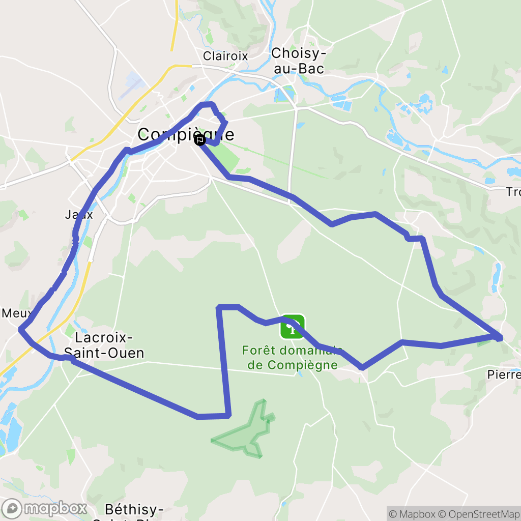 Compiègne : carte du parcours de randonnée - France