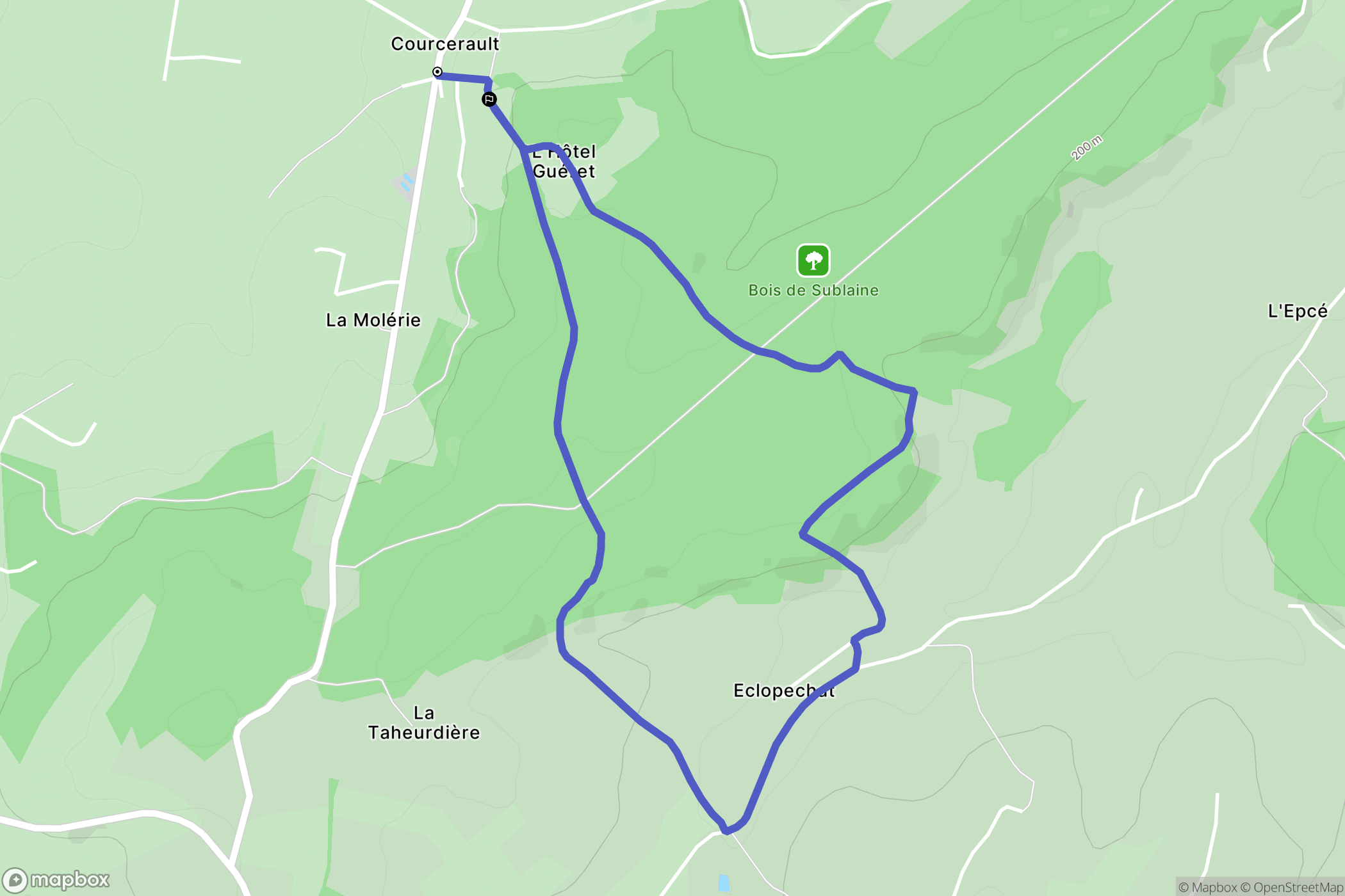 Cour-Maugis-sur-Huisne : carte du parcours de randonnée - France