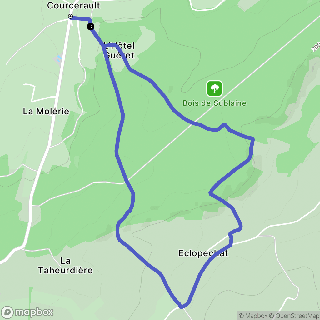 Cour-Maugis-sur-Huisne : carte du parcours de randonnée - France