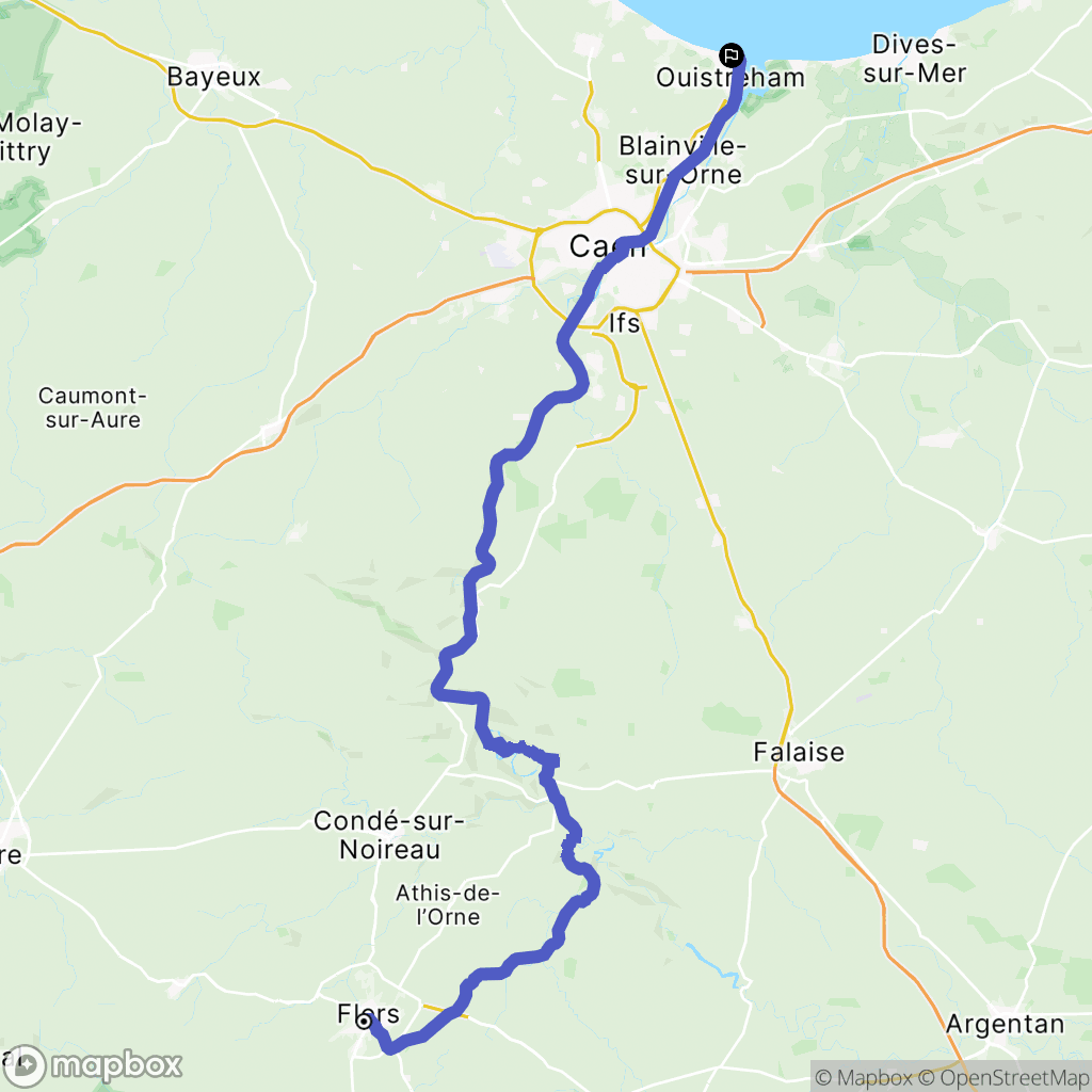 Flers : carte du parcours de randonnée - France