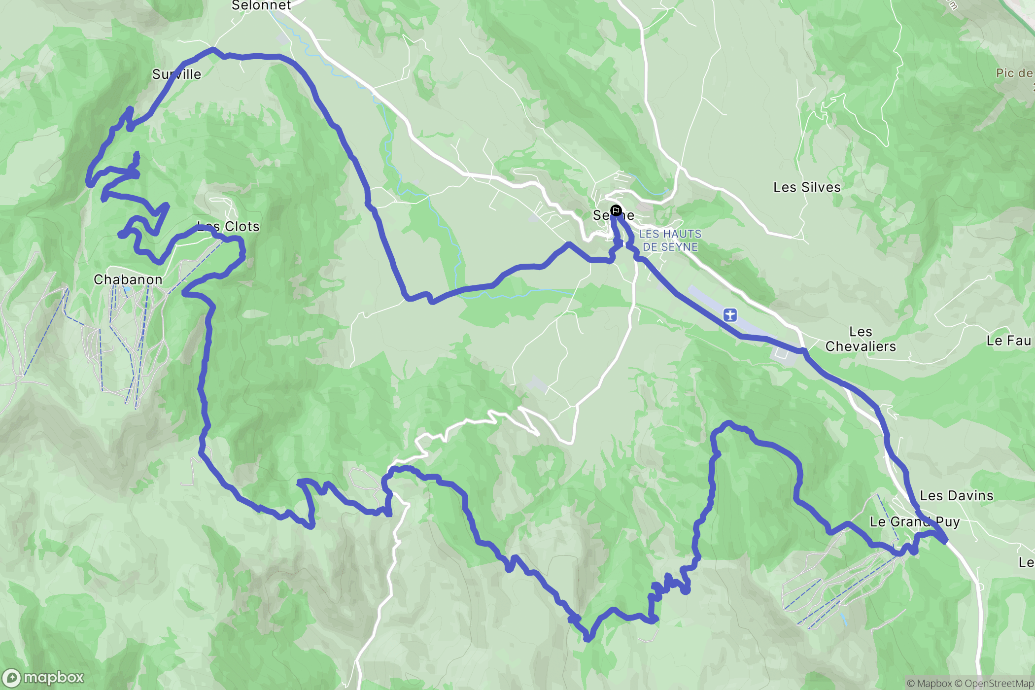 Seyne : carte du parcours de randonnée - France