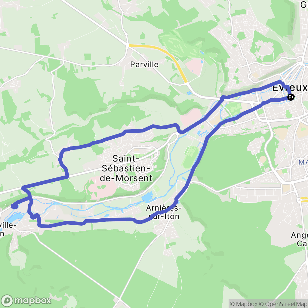 Évreux : carte du parcours de randonnée - France