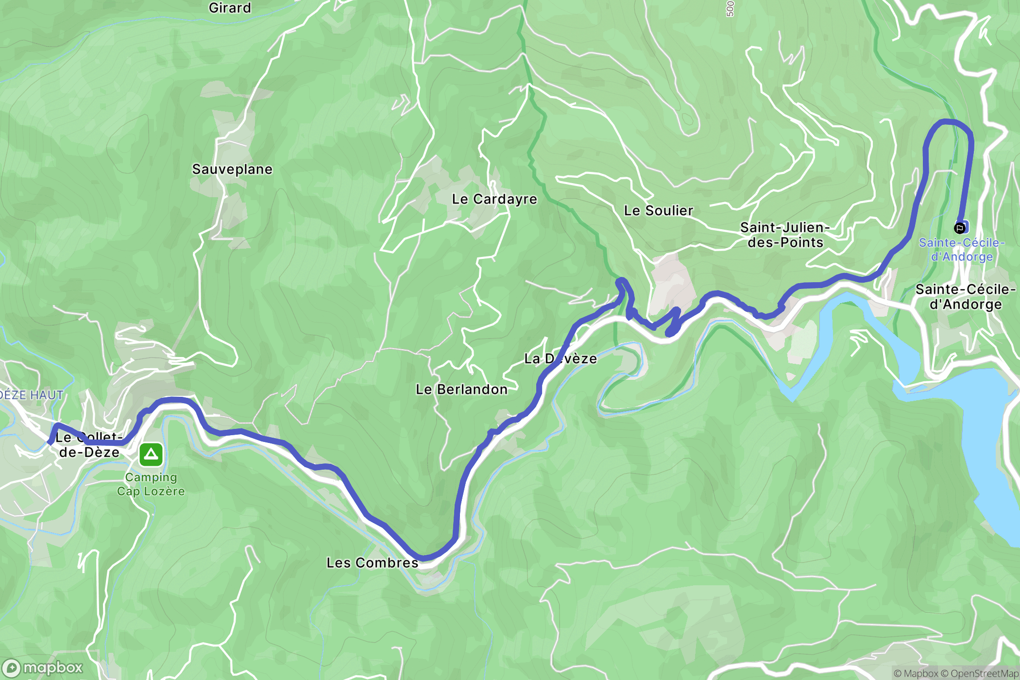 Sainte-Cécile-d'Andorge : carte du parcours de randonnée - France