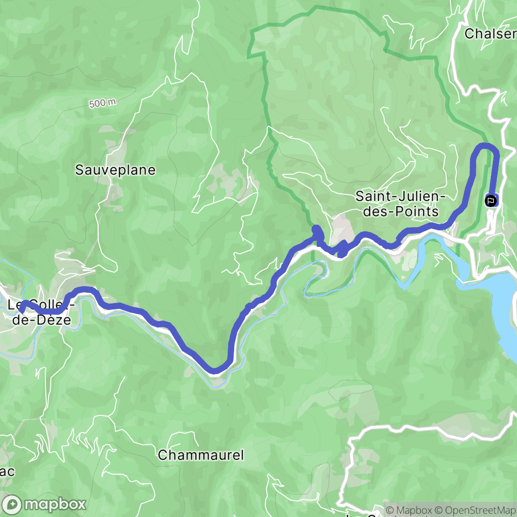 Sainte-Cécile-d'Andorge : carte du parcours de randonnée - France