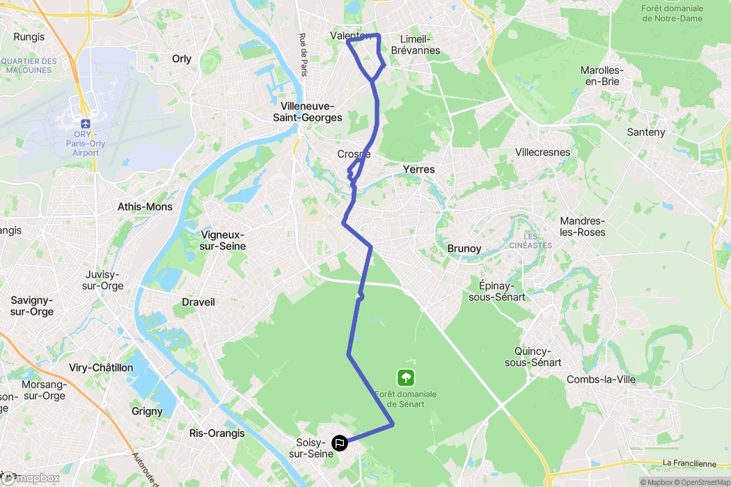 Soisy-sur-Seine : carte du parcours de randonnée - France
