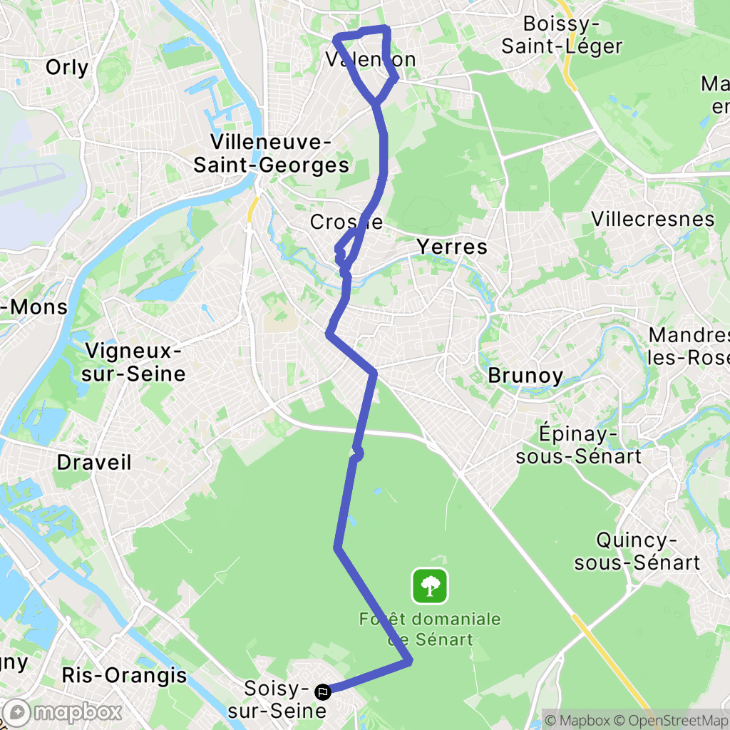 Soisy-sur-Seine : carte du parcours de randonnée - France