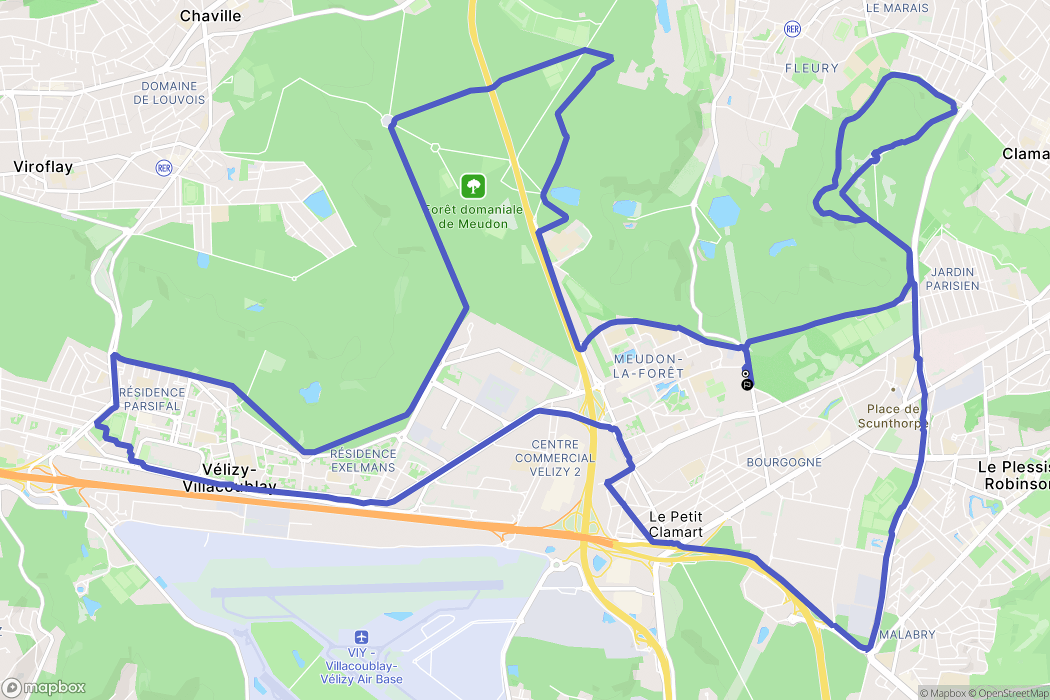 Clamart : carte du parcours de randonnée - France