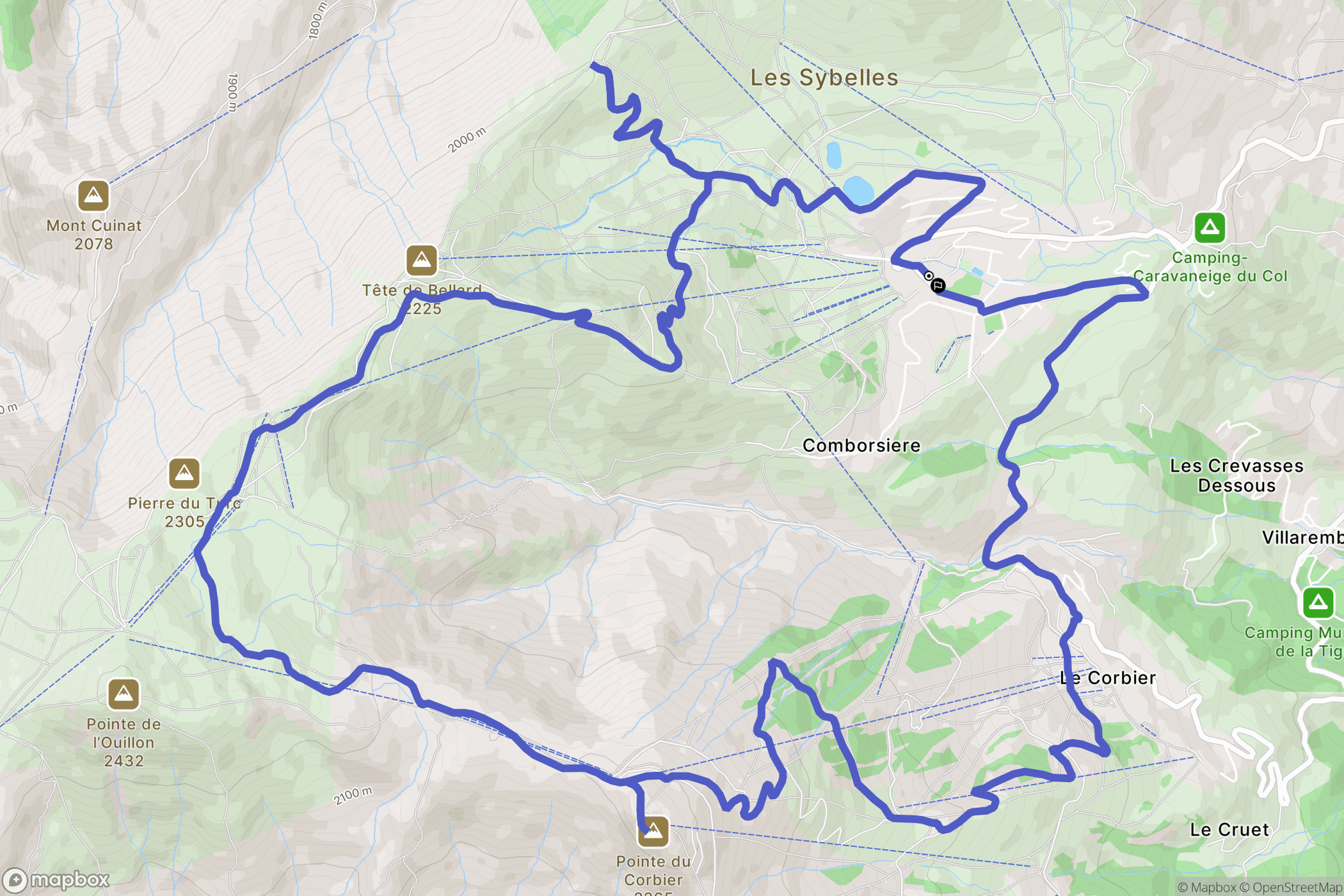 Fontcouverte-la-Toussuire : carte du parcours de randonnée - France