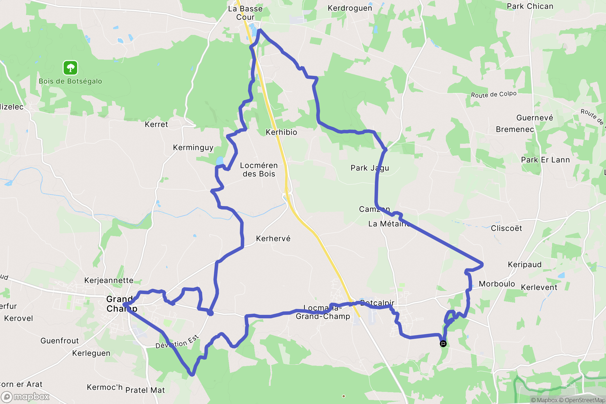 Locqueltas : carte du parcours de randonnée - France
