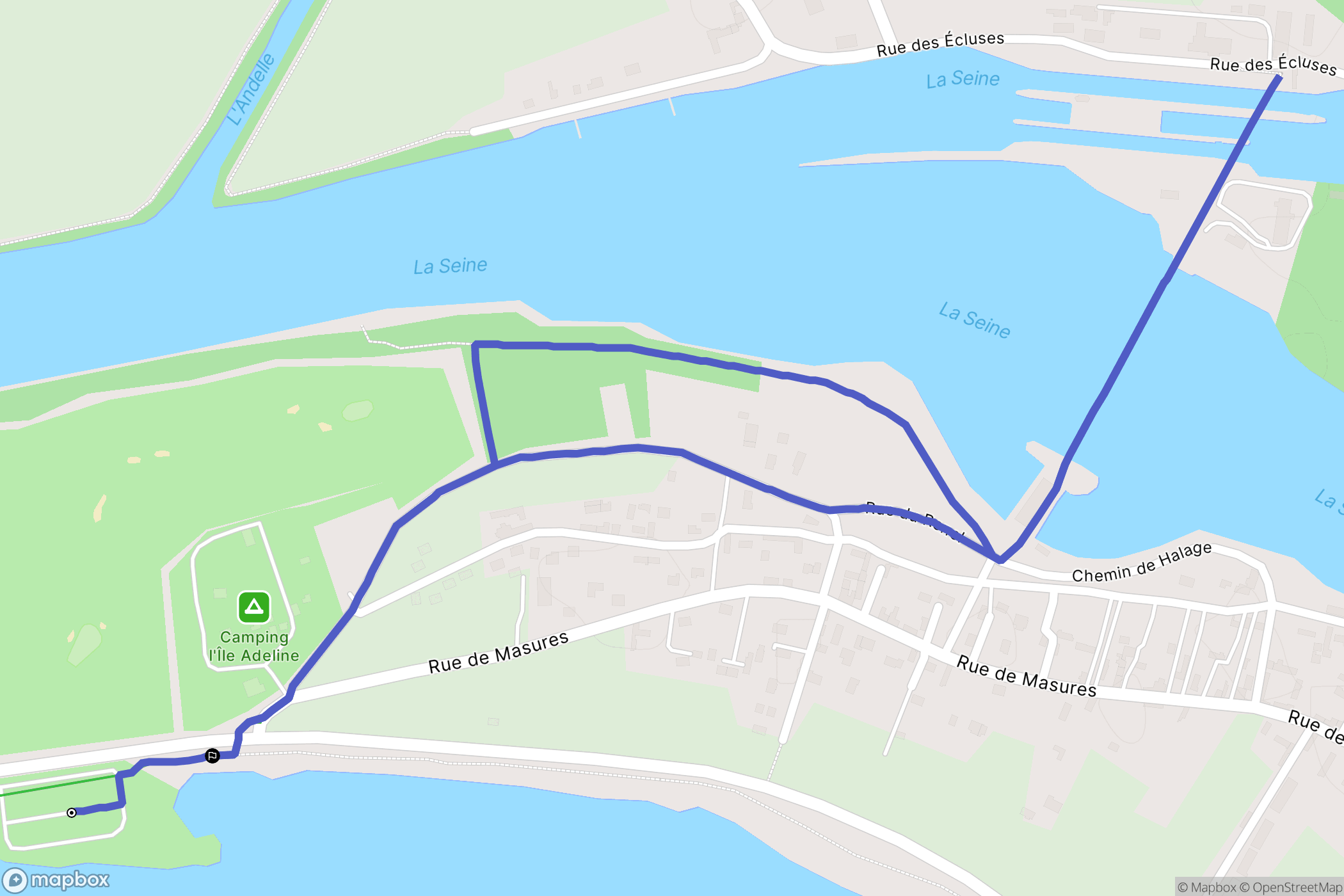 Poses : carte du parcours de randonnée - France