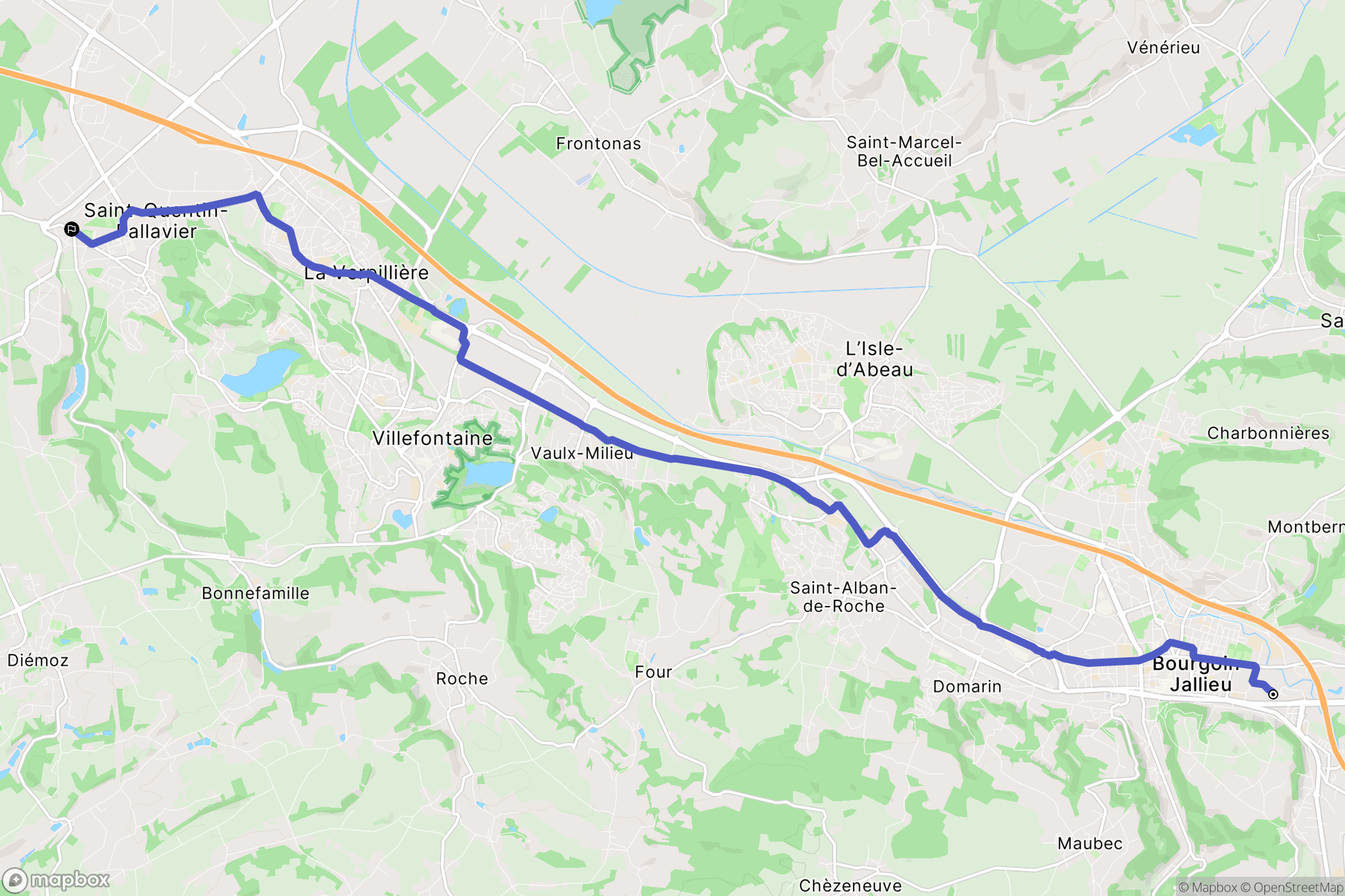 Bourgoin-Jallieu : carte du parcours de randonnée - France