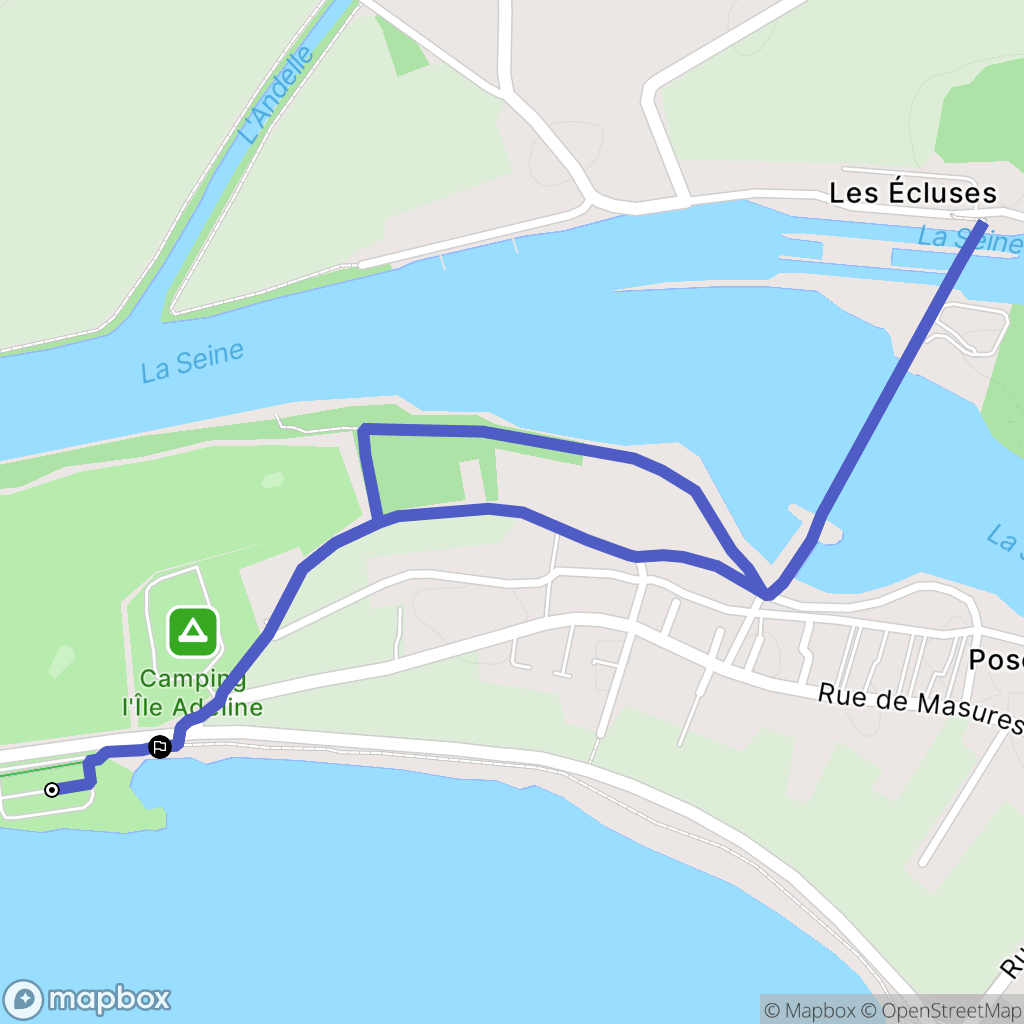 Poses : carte du parcours de randonnée - France