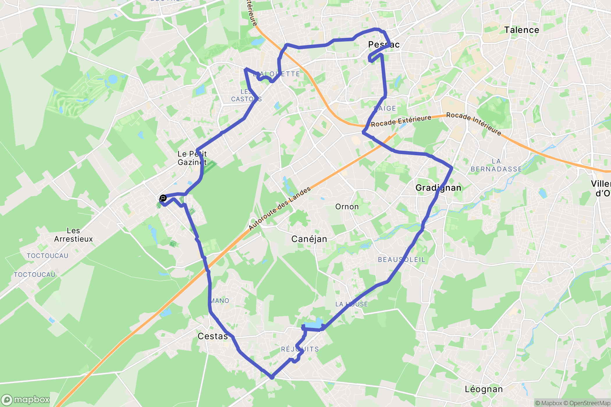 Cestas : carte du parcours de randonnée - France