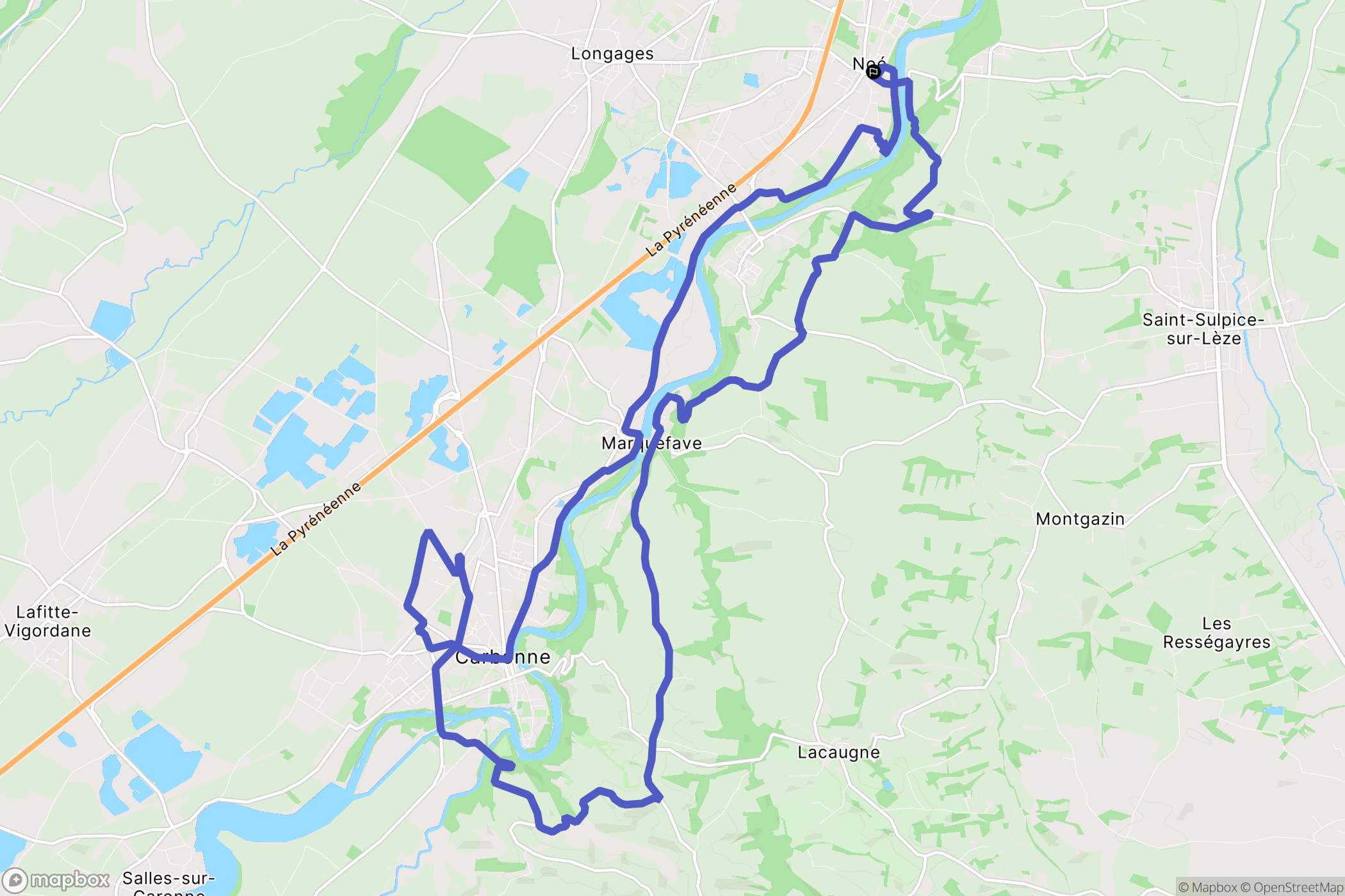 Noe : carte du parcours de randonnée - France