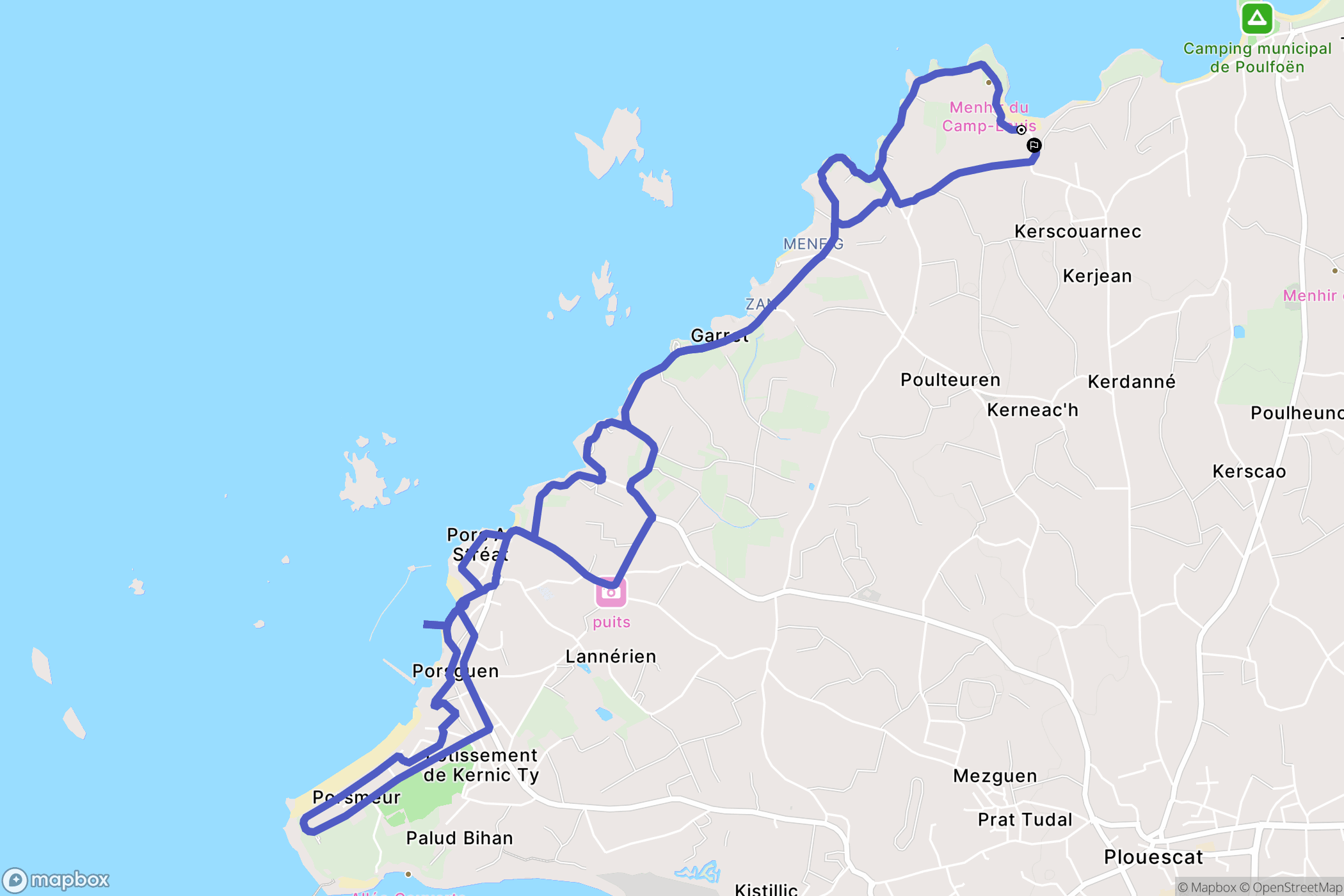 Plouescat : carte du parcours de randonnée - France
